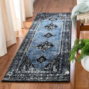 SAFAVIEH Vintage Hamadan Collection Area Rug – 5’3″ x 7’6″, Orange & Multi, Traditional Persian Design, Non-Shedding & Easy Care, Ideal for High Traffic Areas in Living Room, Bedroom (VTH217B)(Blue/Grey)