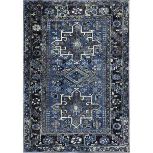 SAFAVIEH Vintage Hamadan Collection Area Rug – 8′ Round, Red & Multi, Traditional Persian Design, Non-Shedding & Easy to Clean, Ideal for Living Room, Bedroom, Dining Space (VTH211A)(Blue/Grey)