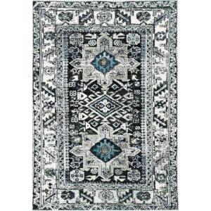 SAFAVIEH Vintage Hamadan Collection Area Rug – 8′ Round, Red & Multi, Traditional Persian Design, Non-Shedding & Easy to Clean, Ideal for Living Room, Bedroom, Dining Space (VTH211A)(Dark Grey/Ivory)