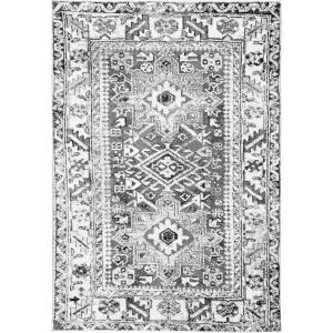 SAFAVIEH Vintage Hamadan Collection Area Rug – 8′ Round, Red & Multi, Traditional Persian Design, Non-Shedding & Easy to Clean, Ideal for Living Room, Bedroom, Dining Space (VTH211A)(Grey/Ivory)
