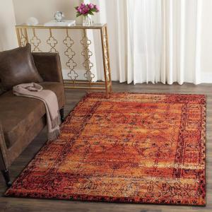 SAFAVIEH Vintage Hamadan Collection Area Rug – 8′ x 10′, Orange, Oriental Traditional Persian Design, Non-Shedding & Easy Care, Ideal for High Traffic Areas in Living Room, Bedroom (VTH216C)(Orange)