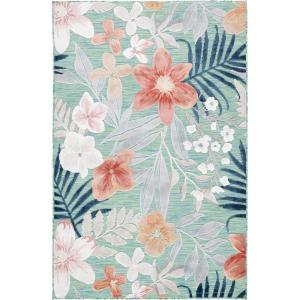 SAFAVIEH Washable Rug Outdoor Cabana Collection – 9′ x 12′, Aqua & Rust, Non-Shedding & Easy to Clean, Ideal for Patio, Backyard, Mudroom (CBN454J)(Green/Rust)