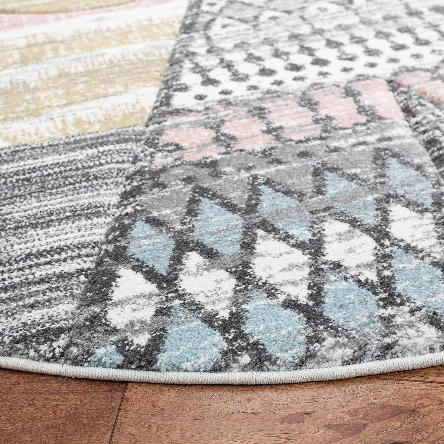 image:imageSAFAVIEH Carousel Kids Collection Accent Rug 4 x 6 Grey amp Pink Boho Design NonShedding amp Easy Care Ideal for High Traffic Areas for Boys amp Girls in Playroom Nursery Bedroom CRK117FGreyPink