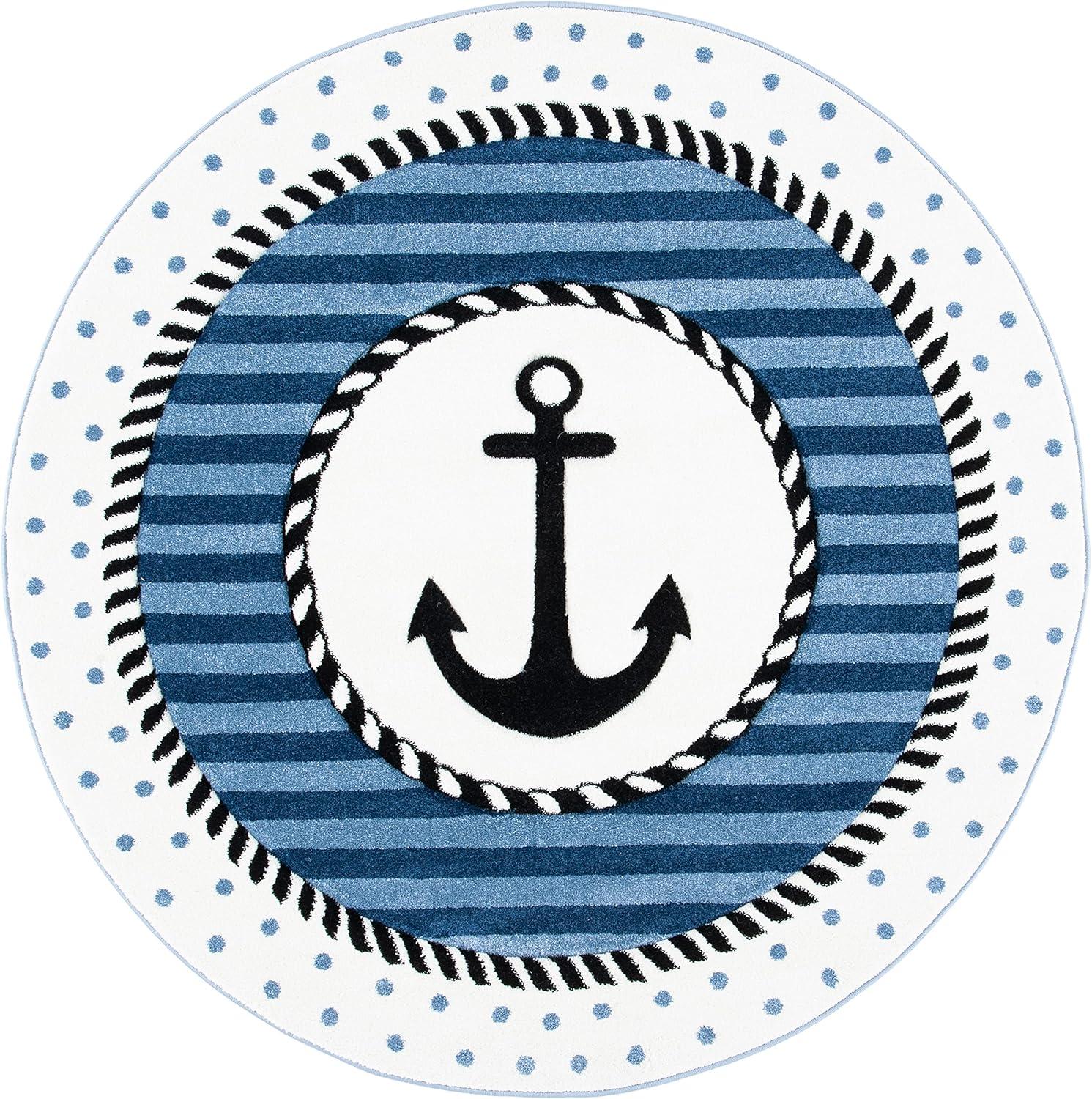 image:imageSAFAVIEH Carousel Kids Collection Accent Rug 4 x 6 Ivory amp Navy NonShedding amp Easy Care Ideal for High Traffic Areas for Boys amp Girls in Playroom Nursery Bedroom CRK124ANavyIvory