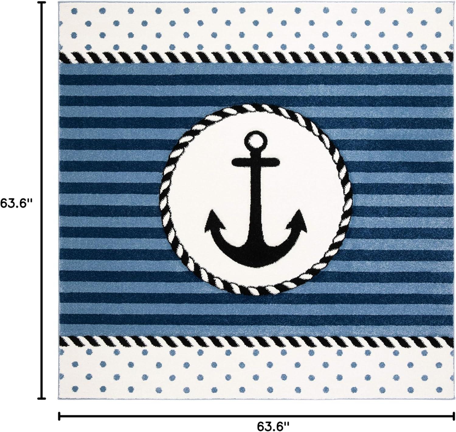 image:imageSAFAVIEH Carousel Kids Collection Accent Rug 4 x 6 Ivory amp Navy NonShedding amp Easy Care Ideal for High Traffic Areas for Boys amp Girls in Playroom Nursery Bedroom CRK124ANavyIvory