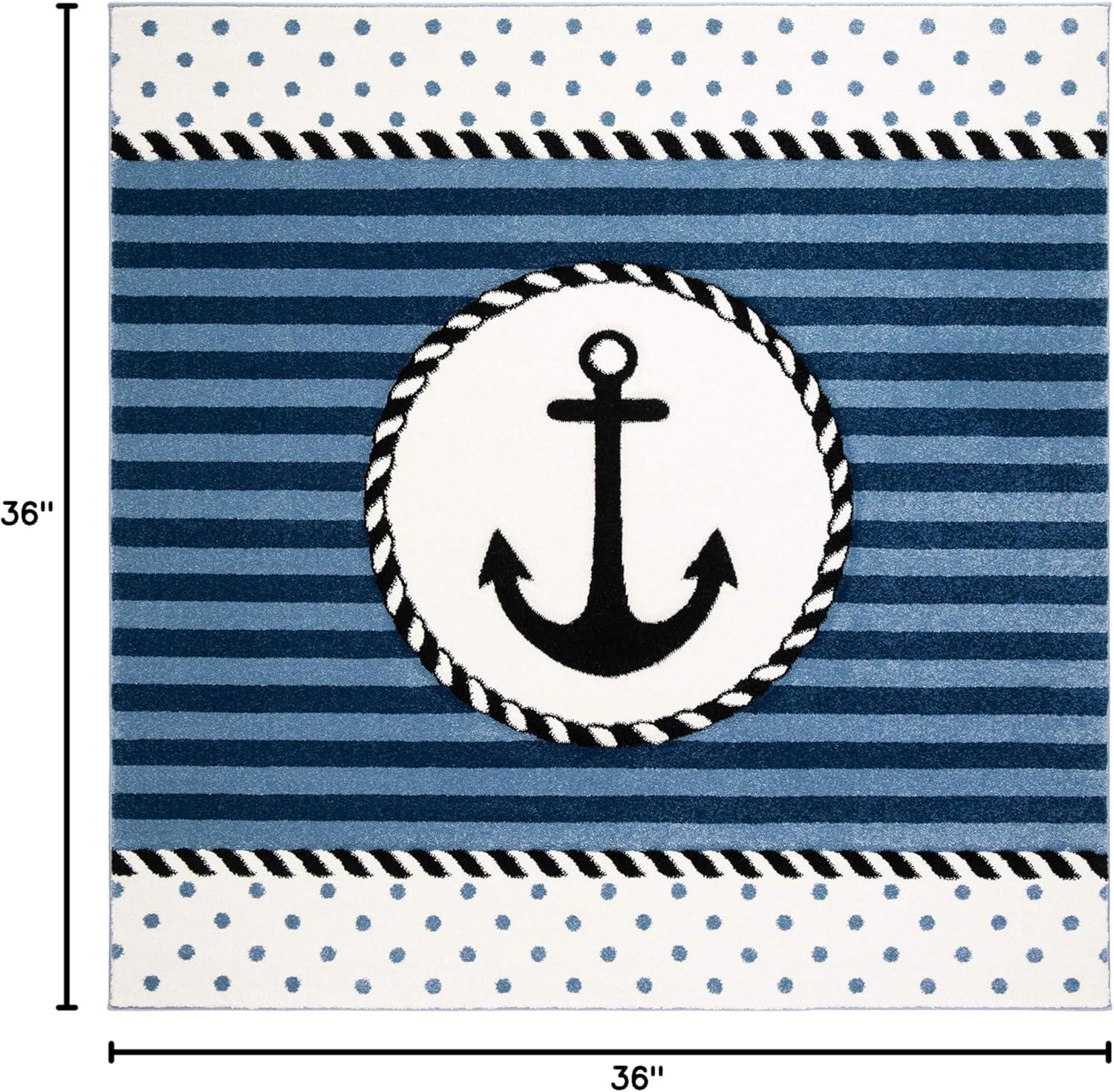 image:imageSAFAVIEH Carousel Kids Collection Accent Rug 4 x 6 Ivory amp Navy NonShedding amp Easy Care Ideal for High Traffic Areas for Boys amp Girls in Playroom Nursery Bedroom CRK124ANavyIvory