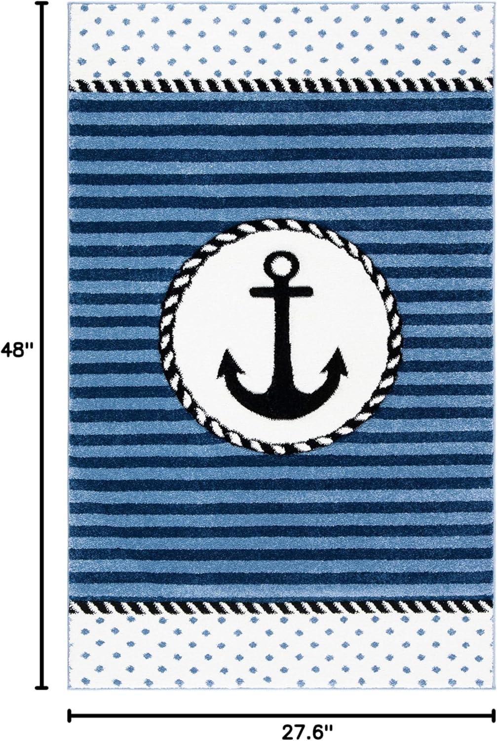 image:imageSAFAVIEH Carousel Kids Collection Accent Rug 4 x 6 Ivory amp Navy NonShedding amp Easy Care Ideal for High Traffic Areas for Boys amp Girls in Playroom Nursery Bedroom CRK124ANavyIvory