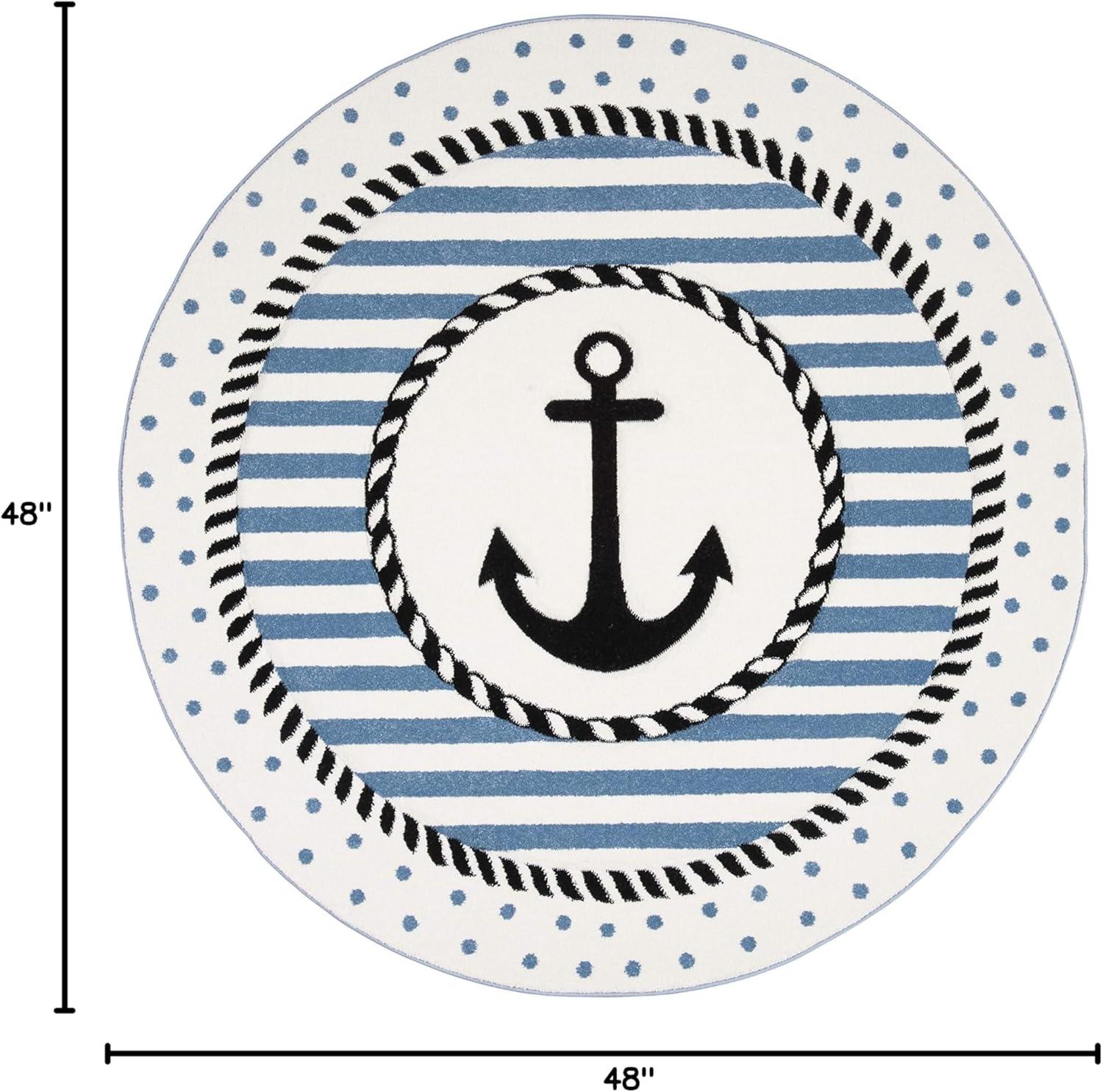 image:imageSAFAVIEH Carousel Kids Collection Accent Rug 4 x 6 Ivory amp Navy NonShedding amp Easy Care Ideal for High Traffic Areas for Boys amp Girls in Playroom Nursery Bedroom CRK124AIvoryNavy