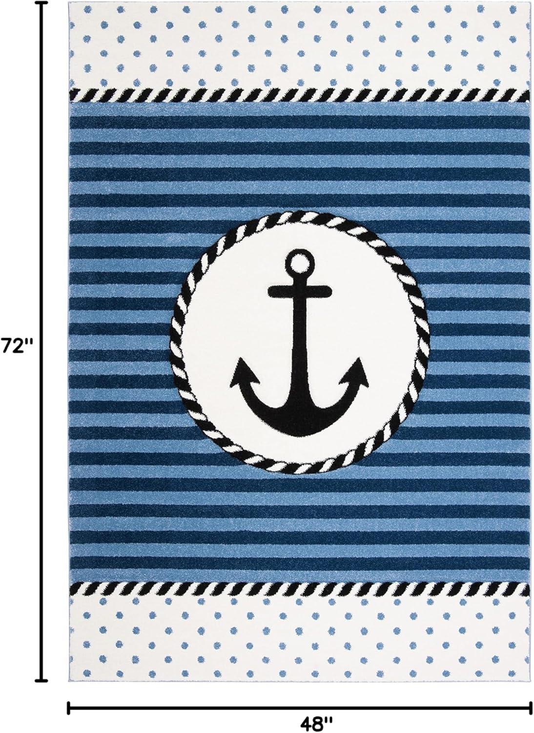 image:imageSAFAVIEH Carousel Kids Collection Accent Rug 4 x 6 Ivory amp Navy NonShedding amp Easy Care Ideal for High Traffic Areas for Boys amp Girls in Playroom Nursery Bedroom CRK124ANavyIvory