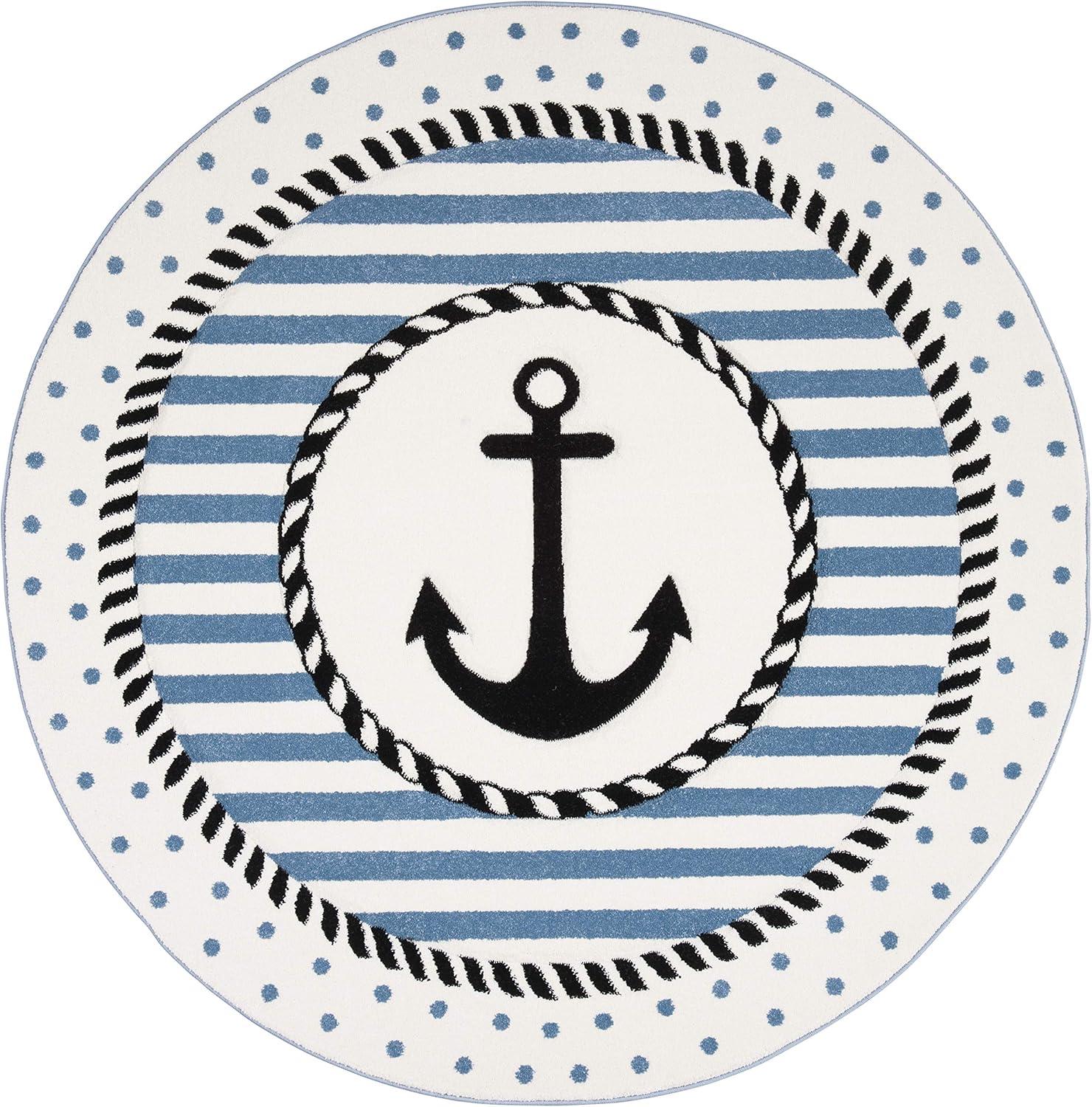 image:imageSAFAVIEH Carousel Kids Collection Accent Rug 4 x 6 Ivory amp Navy NonShedding amp Easy Care Ideal for High Traffic Areas for Boys amp Girls in Playroom Nursery Bedroom CRK124AIvoryNavy