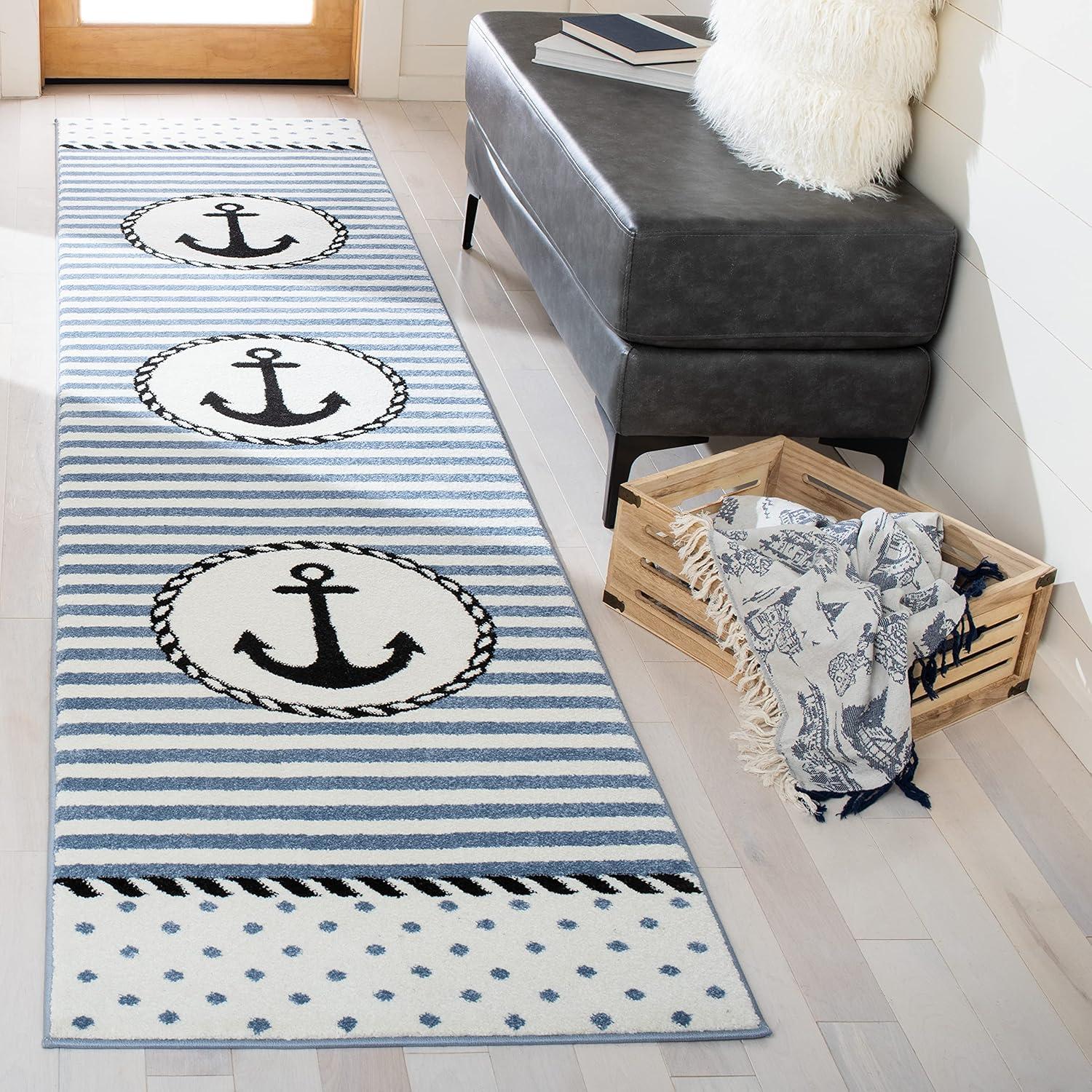 image:imageSAFAVIEH Carousel Kids Collection Accent Rug 4 x 6 Ivory amp Navy NonShedding amp Easy Care Ideal for High Traffic Areas for Boys amp Girls in Playroom Nursery Bedroom CRK124AIvoryNavy
