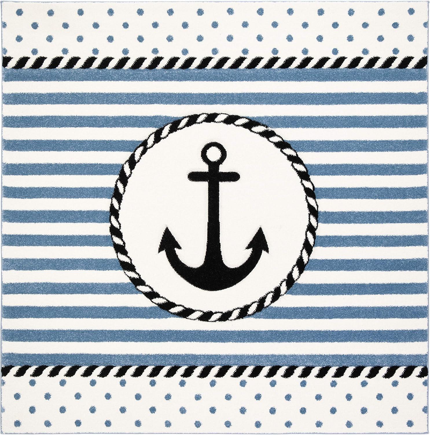 image:imageSAFAVIEH Carousel Kids Collection Accent Rug 4 x 6 Ivory amp Navy NonShedding amp Easy Care Ideal for High Traffic Areas for Boys amp Girls in Playroom Nursery Bedroom CRK124AIvoryNavy