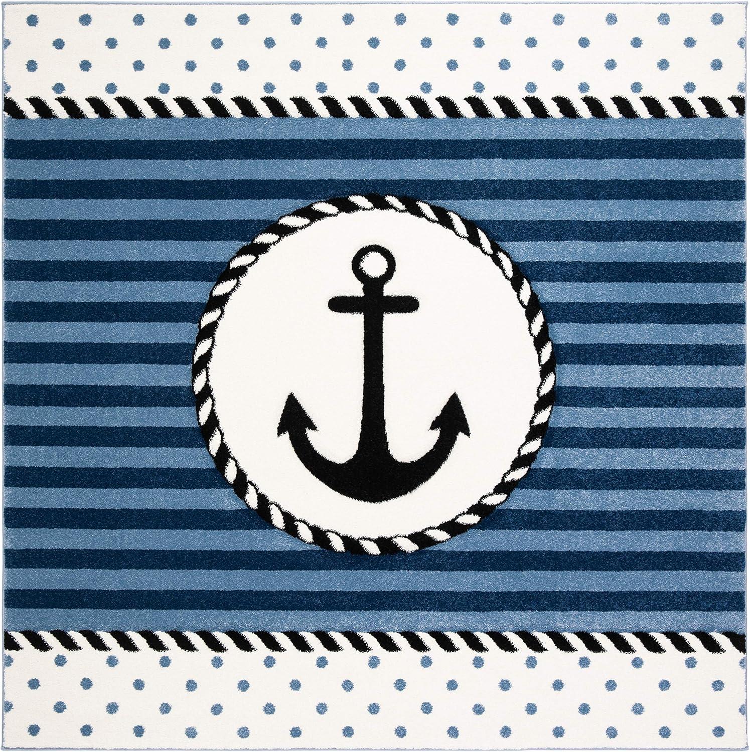 image:imageSAFAVIEH Carousel Kids Collection Accent Rug 4 x 6 Ivory amp Navy NonShedding amp Easy Care Ideal for High Traffic Areas for Boys amp Girls in Playroom Nursery Bedroom CRK124ANavyIvory