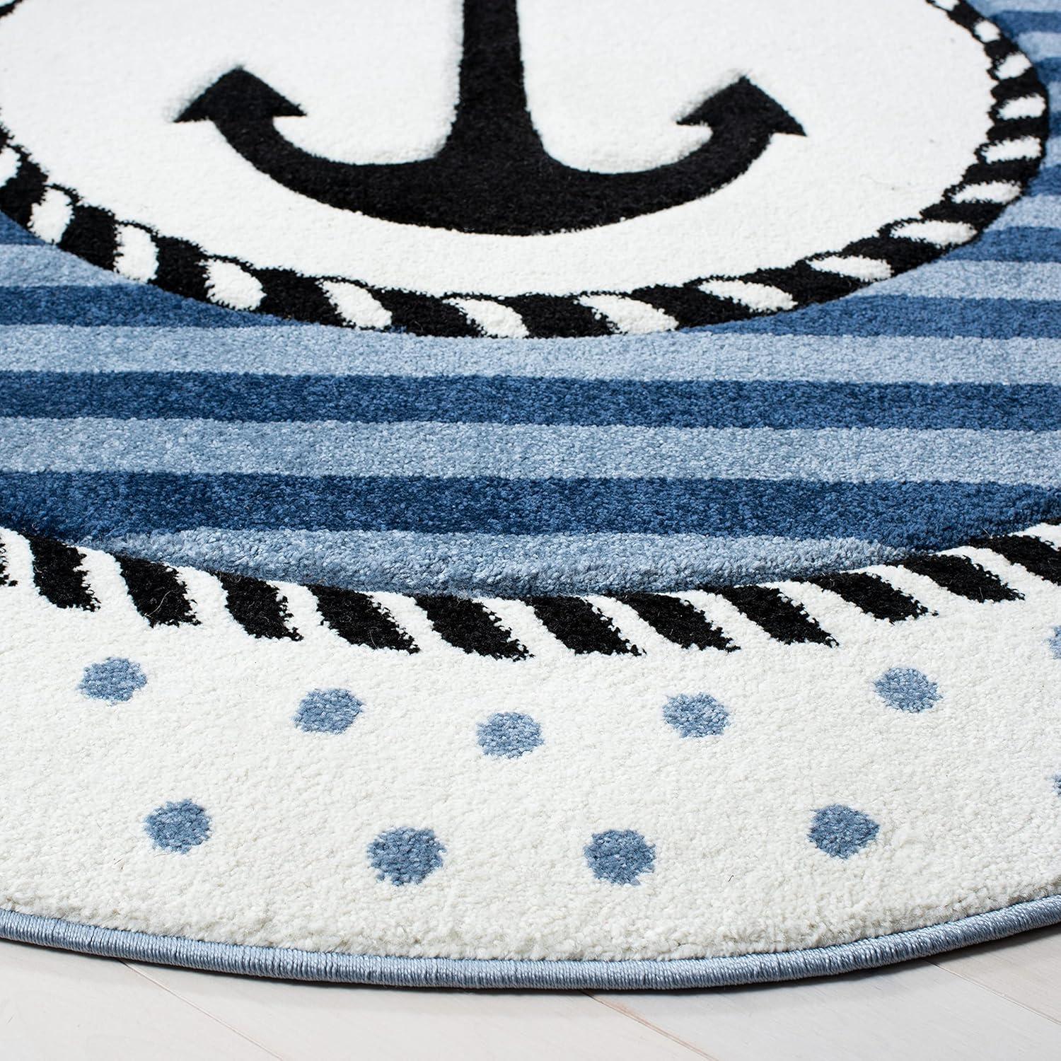 image:imageSAFAVIEH Carousel Kids Collection Accent Rug 4 x 6 Ivory amp Navy NonShedding amp Easy Care Ideal for High Traffic Areas for Boys amp Girls in Playroom Nursery Bedroom CRK124ANavyIvory