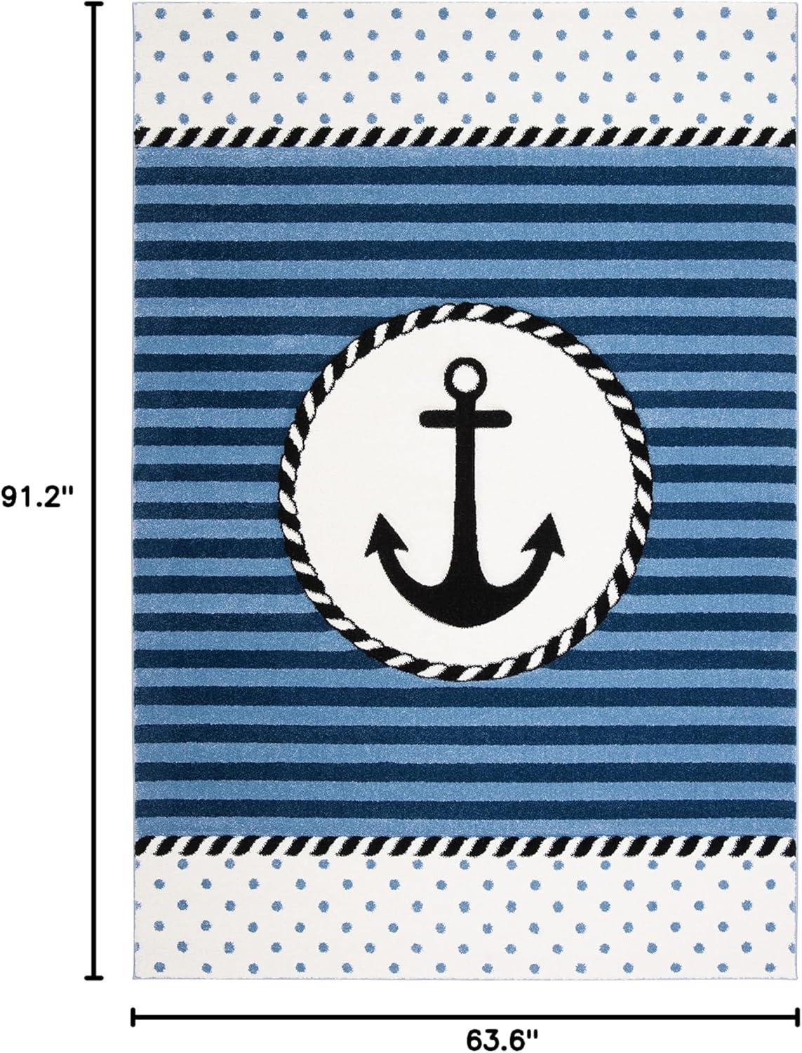 image:imageSAFAVIEH Carousel Kids Collection Accent Rug 4 x 6 Ivory amp Navy NonShedding amp Easy Care Ideal for High Traffic Areas for Boys amp Girls in Playroom Nursery Bedroom CRK124ANavyIvory