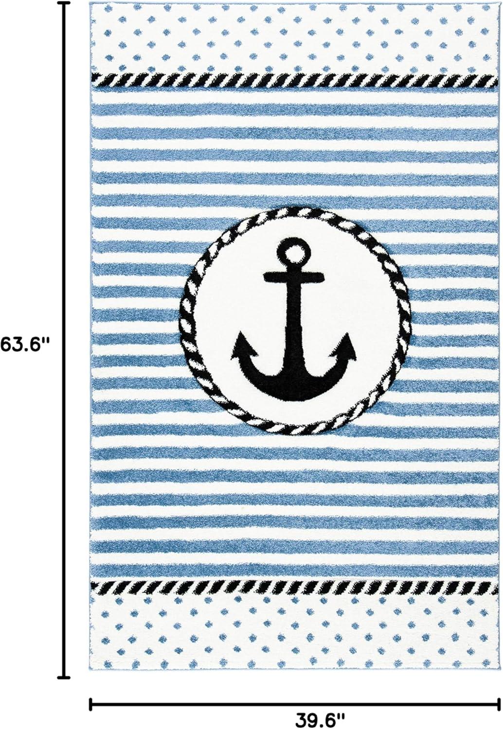 image:imageSAFAVIEH Carousel Kids Collection Accent Rug 4 x 6 Ivory amp Navy NonShedding amp Easy Care Ideal for High Traffic Areas for Boys amp Girls in Playroom Nursery Bedroom CRK124AIvoryNavy