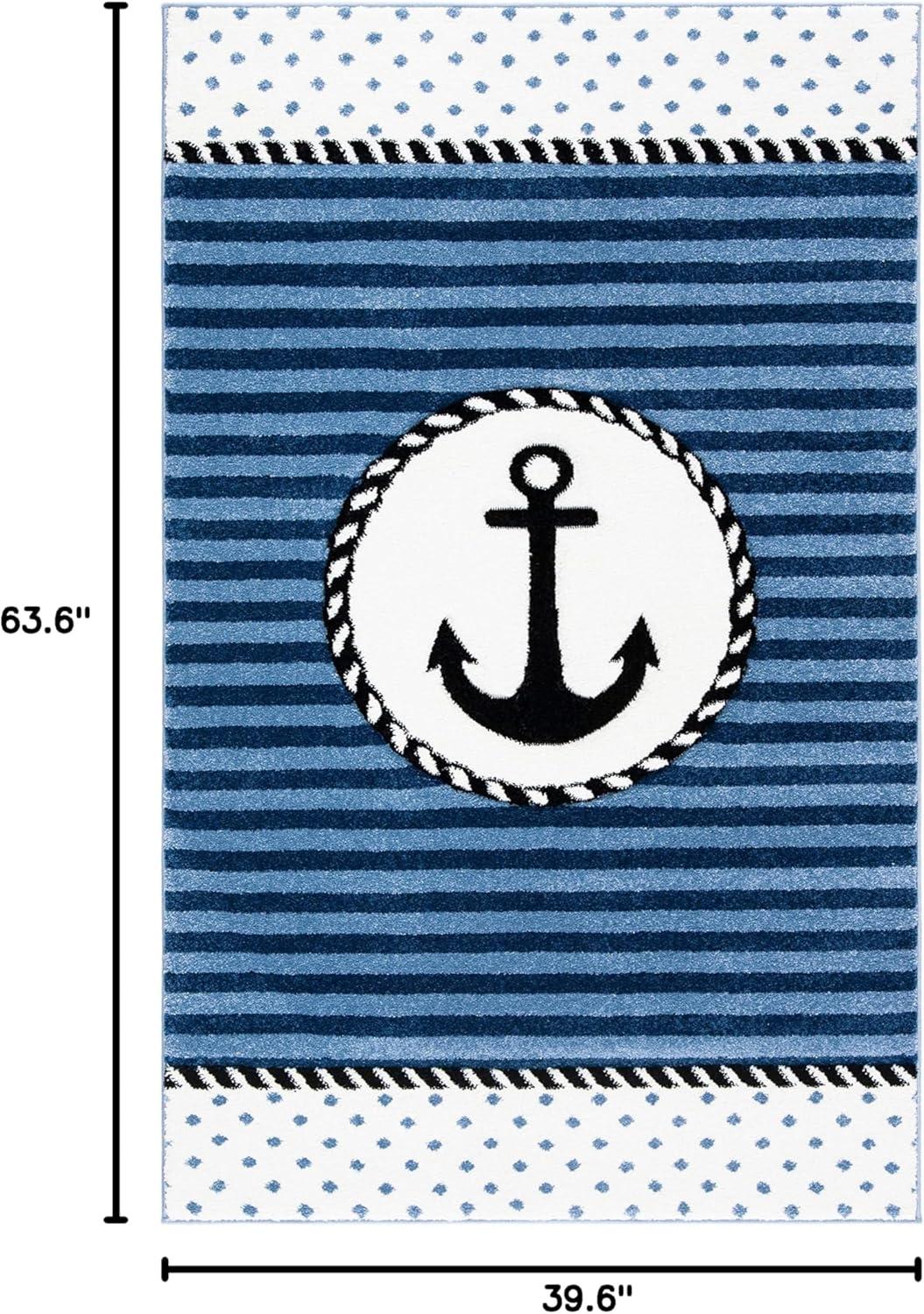 image:imageSAFAVIEH Carousel Kids Collection Accent Rug 4 x 6 Ivory amp Navy NonShedding amp Easy Care Ideal for High Traffic Areas for Boys amp Girls in Playroom Nursery Bedroom CRK124ANavyIvory