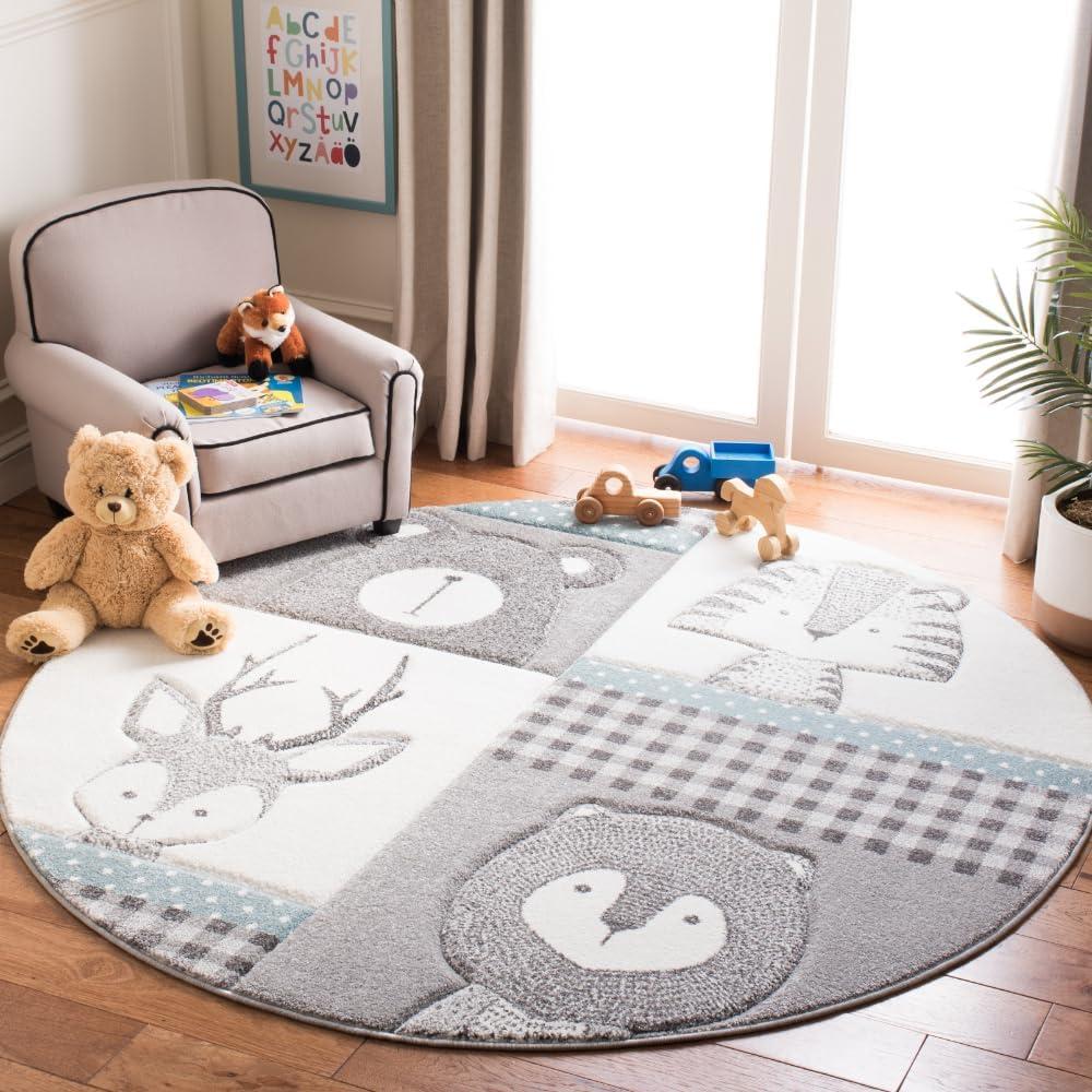image:imageSAFAVIEH Carousel Kids Collection Area Rug 53 x 76 Grey amp Ivory Animal Design NonShedding amp Easy Care Ideal for High Traffic Areas for Boys amp Girls in Playroom Nursery Bedroom CRK188BGreyIvory