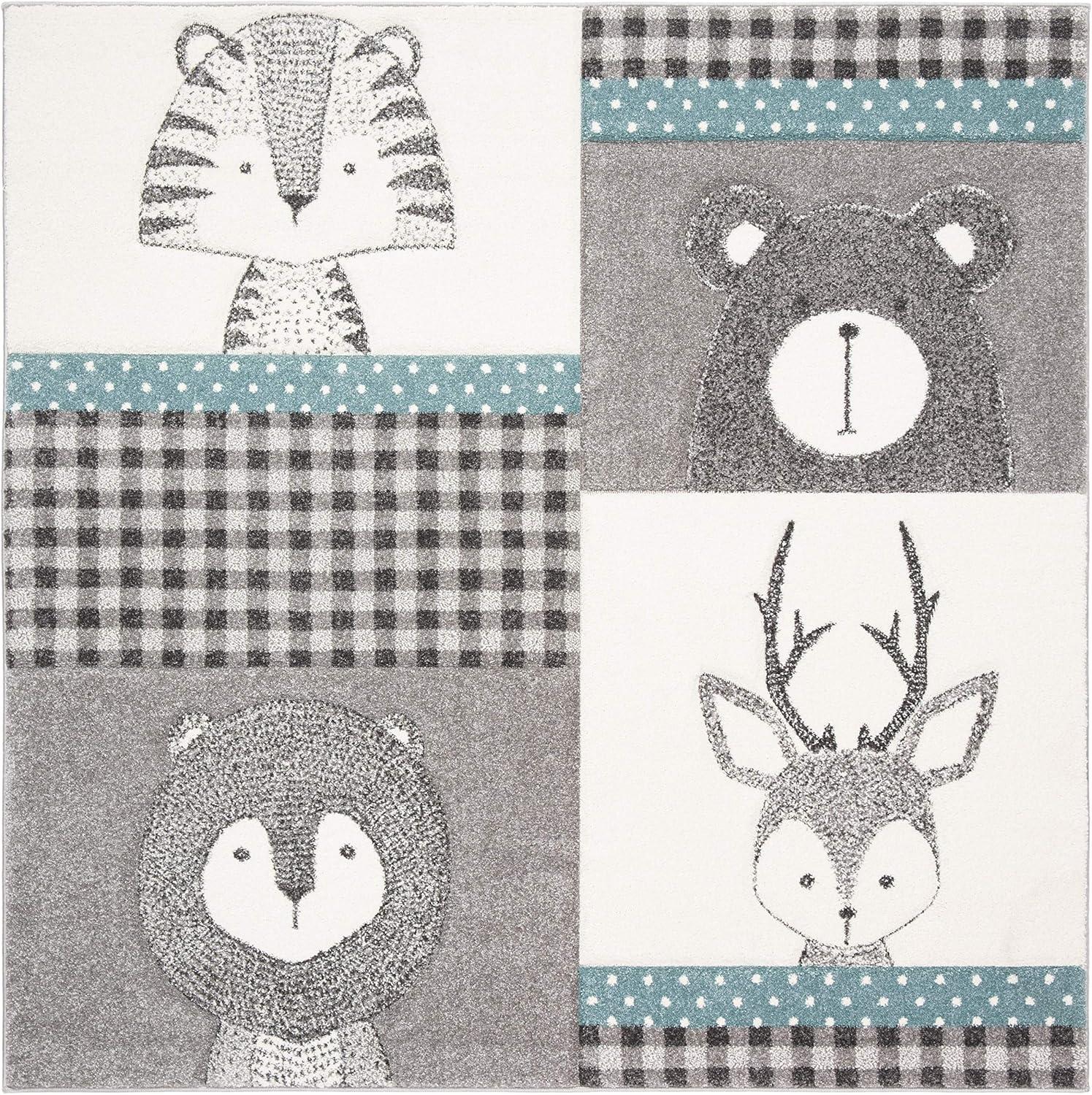 image:imageSAFAVIEH Carousel Kids Collection Area Rug 53 x 76 Grey amp Ivory Animal Design NonShedding amp Easy Care Ideal for High Traffic Areas for Boys amp Girls in Playroom Nursery Bedroom CRK188BGreyIvory