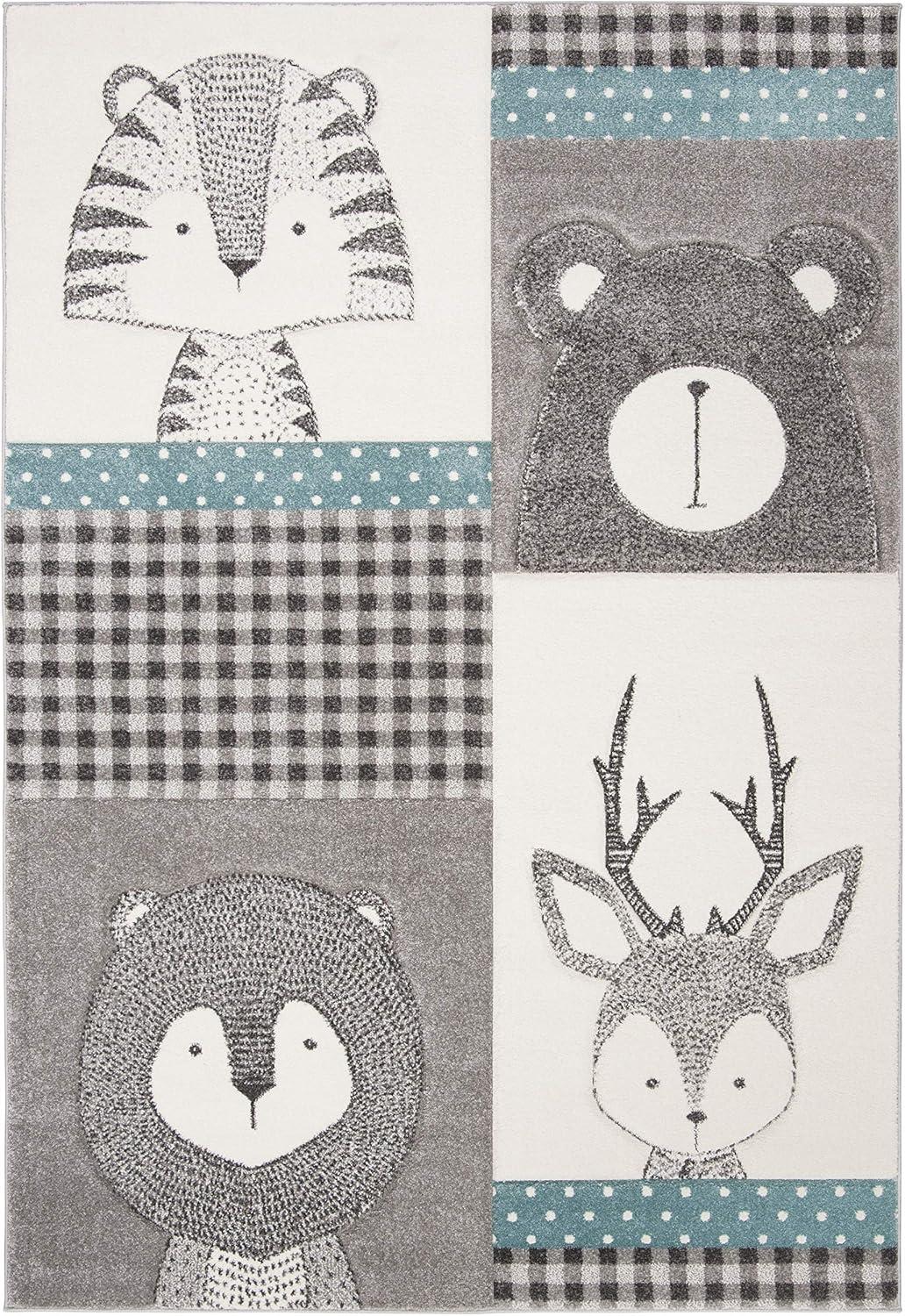 image:imageSAFAVIEH Carousel Kids Collection Area Rug 53 x 76 Grey amp Ivory Animal Design NonShedding amp Easy Care Ideal for High Traffic Areas for Boys amp Girls in Playroom Nursery Bedroom CRK188BGreyIvory