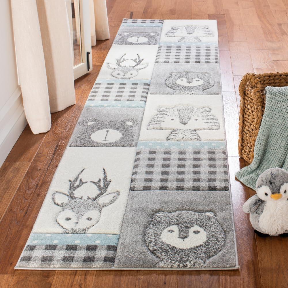 image:imageSAFAVIEH Carousel Kids Collection Area Rug 53 x 76 Grey amp Ivory Animal Design NonShedding amp Easy Care Ideal for High Traffic Areas for Boys amp Girls in Playroom Nursery Bedroom CRK188BGreyIvory