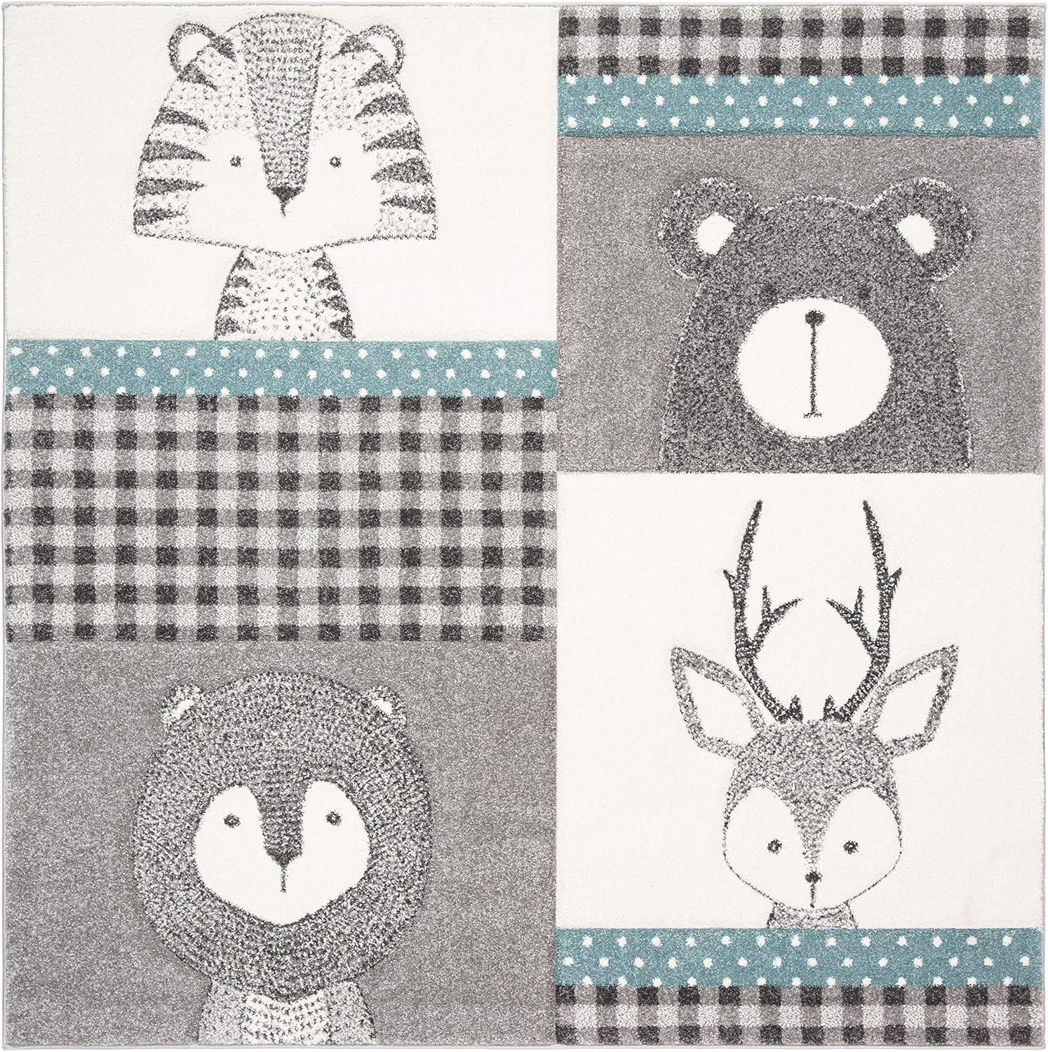 image:imageSAFAVIEH Carousel Kids Collection Area Rug 53 x 76 Grey amp Ivory Animal Design NonShedding amp Easy Care Ideal for High Traffic Areas for Boys amp Girls in Playroom Nursery Bedroom CRK188BGreyIvory