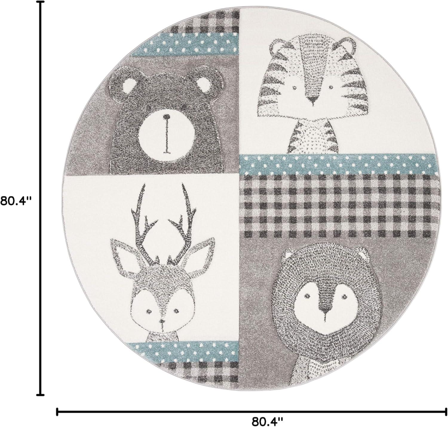 image:imageSAFAVIEH Carousel Kids Collection Area Rug 53 x 76 Grey amp Ivory Animal Design NonShedding amp Easy Care Ideal for High Traffic Areas for Boys amp Girls in Playroom Nursery Bedroom CRK188BGreyIvory