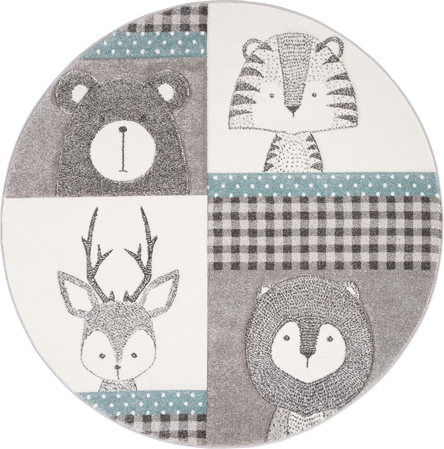 image:imageSAFAVIEH Carousel Kids Collection Area Rug 53 x 76 Grey amp Ivory Animal Design NonShedding amp Easy Care Ideal for High Traffic Areas for Boys amp Girls in Playroom Nursery Bedroom CRK188BGreyIvory