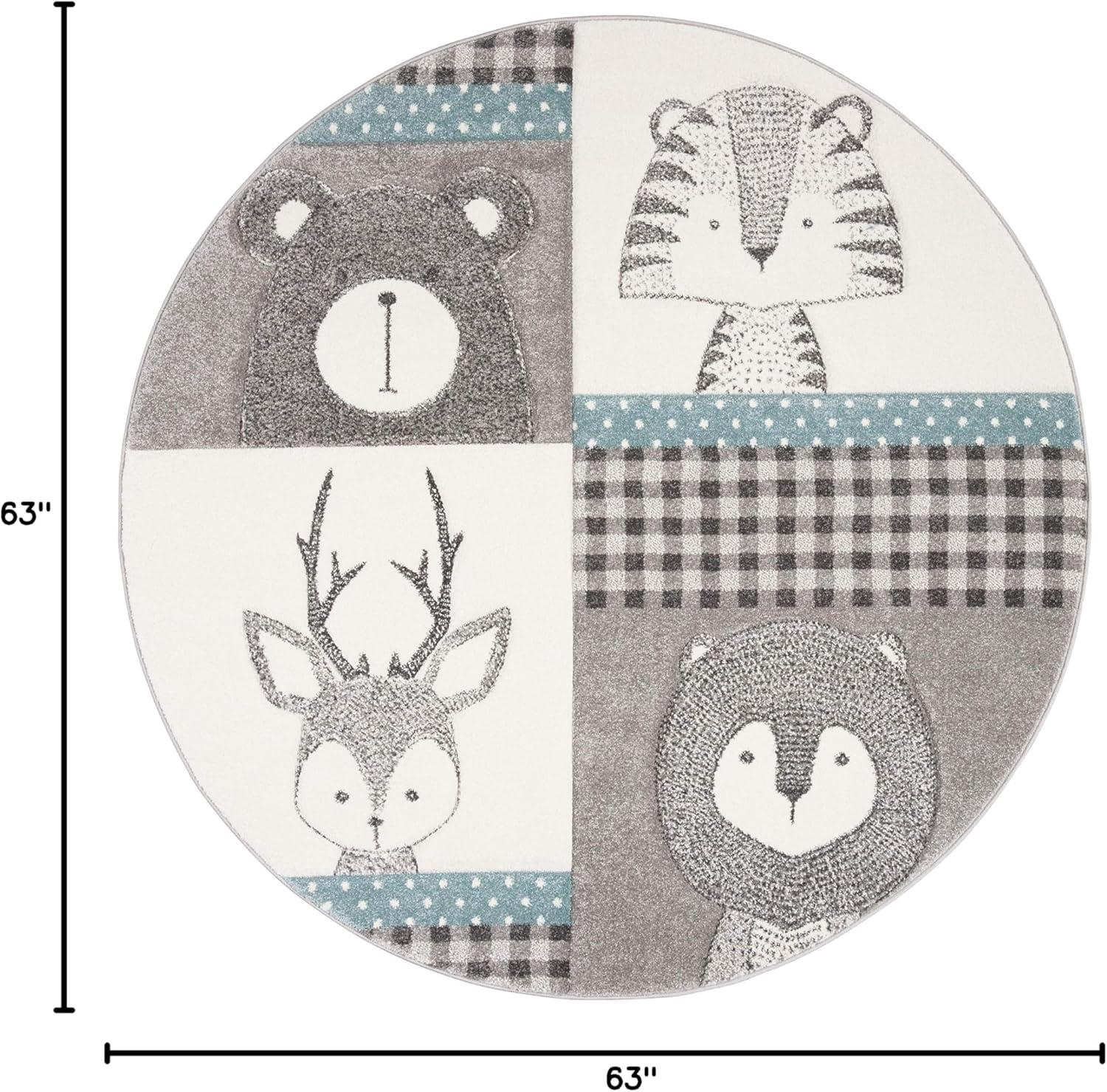 image:imageSAFAVIEH Carousel Kids Collection Area Rug 53 x 76 Grey amp Ivory Animal Design NonShedding amp Easy Care Ideal for High Traffic Areas for Boys amp Girls in Playroom Nursery Bedroom CRK188BGreyIvory