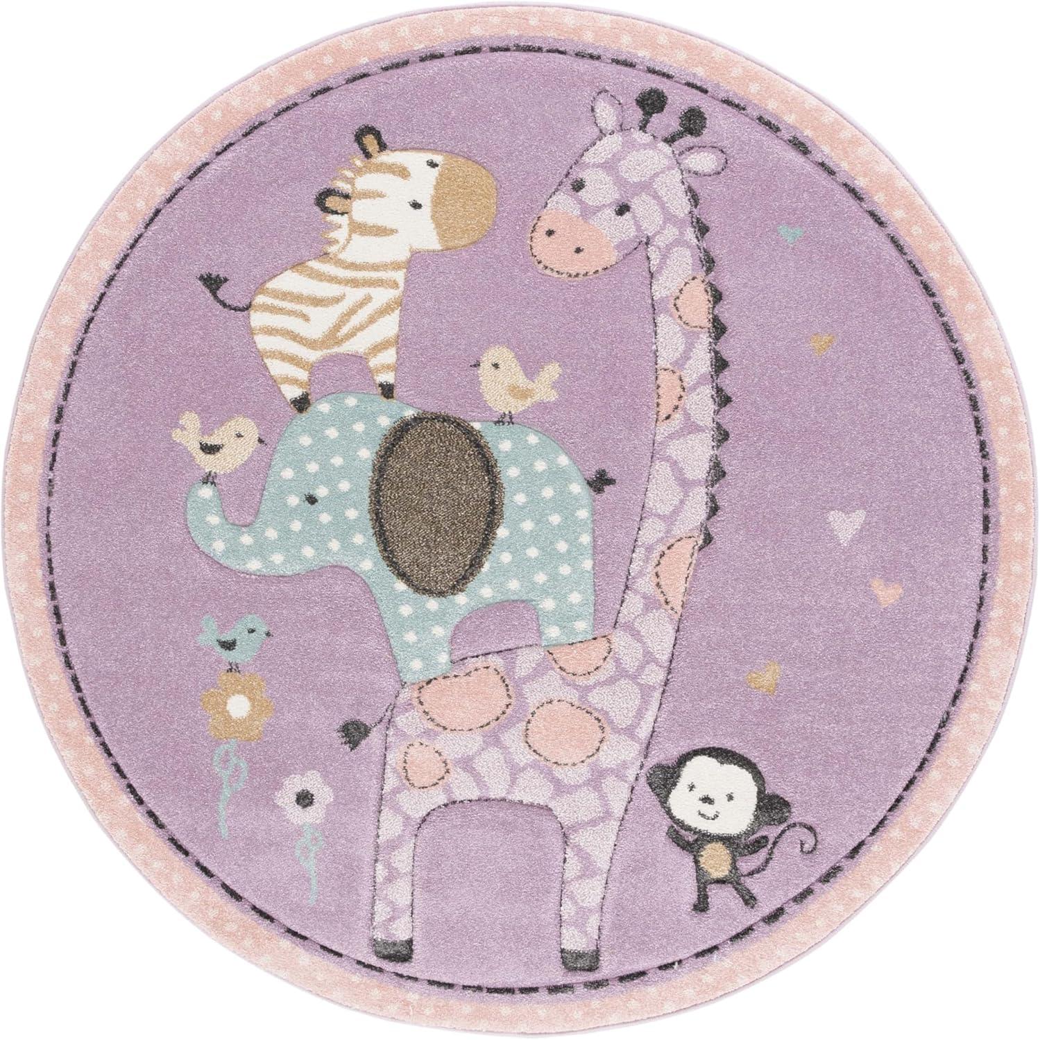 image:imageSAFAVIEH Carousel Kids Collection Area Rug 53 x 76 Ivory Animal Design NonShedding amp Easy Care Ideal for High Traffic Areas for Boys amp Girls in Playroom Nursery Bedroom CRK120APurple
