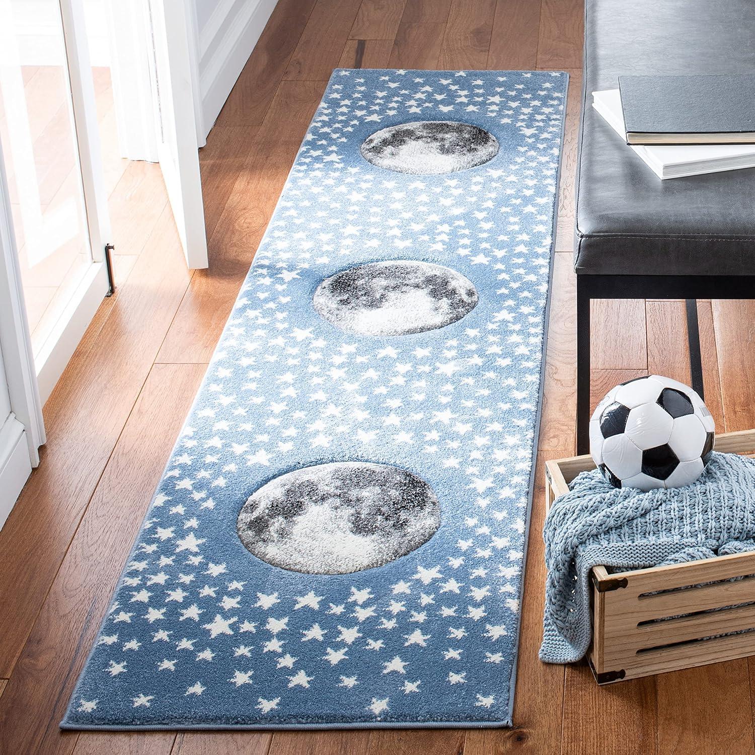 image:imageSAFAVIEH Carousel Kids Collection Area Rug 53 x 76 Light Grey amp White NonShedding amp Easy Care Ideal for High Traffic Areas for Boys amp Girls in Playroom Nursery Bedroom CRK135FLight BlueGrey