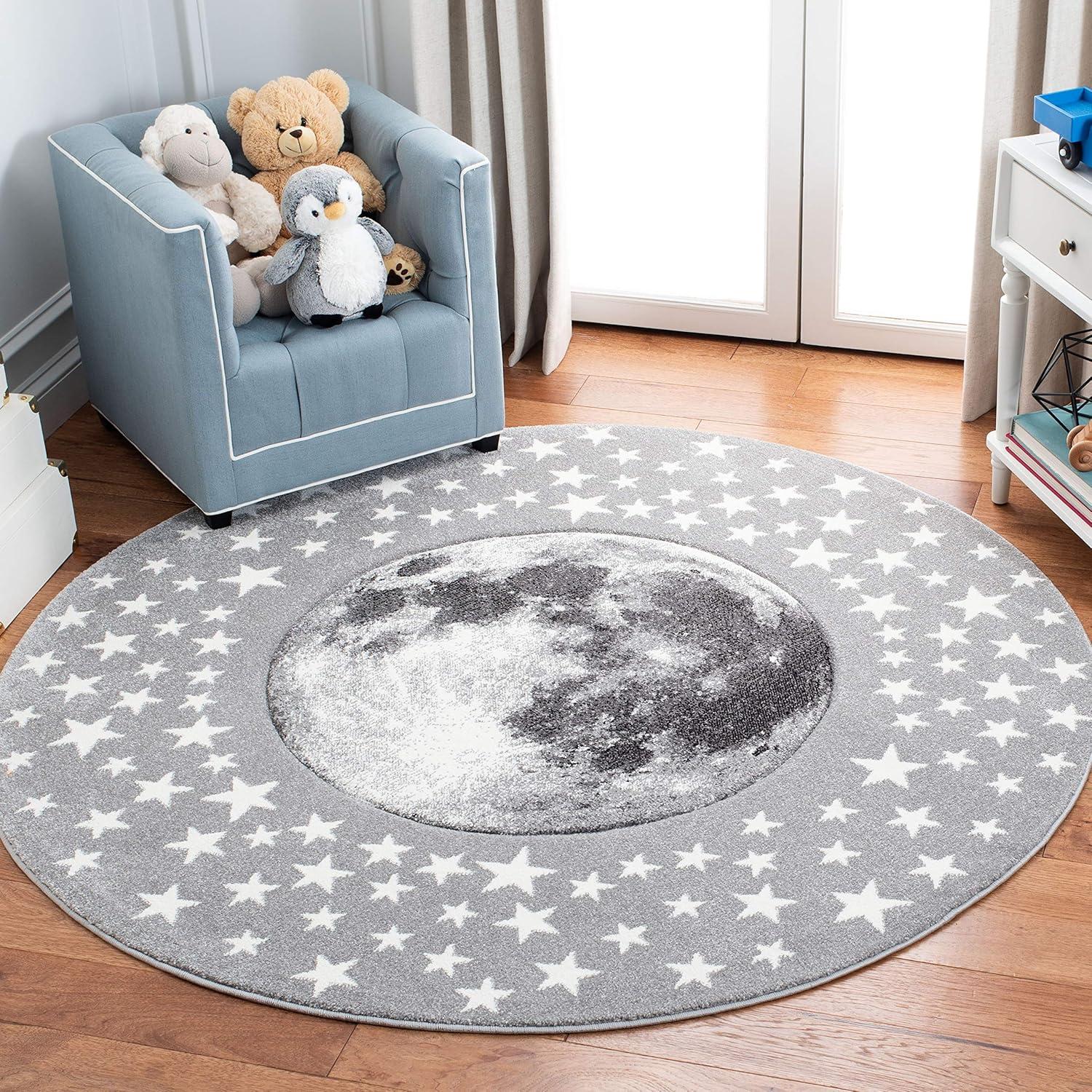 image:imageSAFAVIEH Carousel Kids Collection Area Rug 53 x 76 Light Grey amp White NonShedding amp Easy Care Ideal for High Traffic Areas for Boys amp Girls in Playroom Nursery Bedroom CRK135FLight GreyWhite