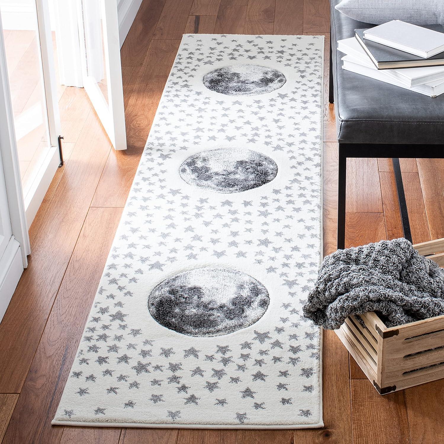 image:imageSAFAVIEH Carousel Kids Collection Area Rug 53 x 76 Light Grey amp White NonShedding amp Easy Care Ideal for High Traffic Areas for Boys amp Girls in Playroom Nursery Bedroom CRK135FIvoryGrey