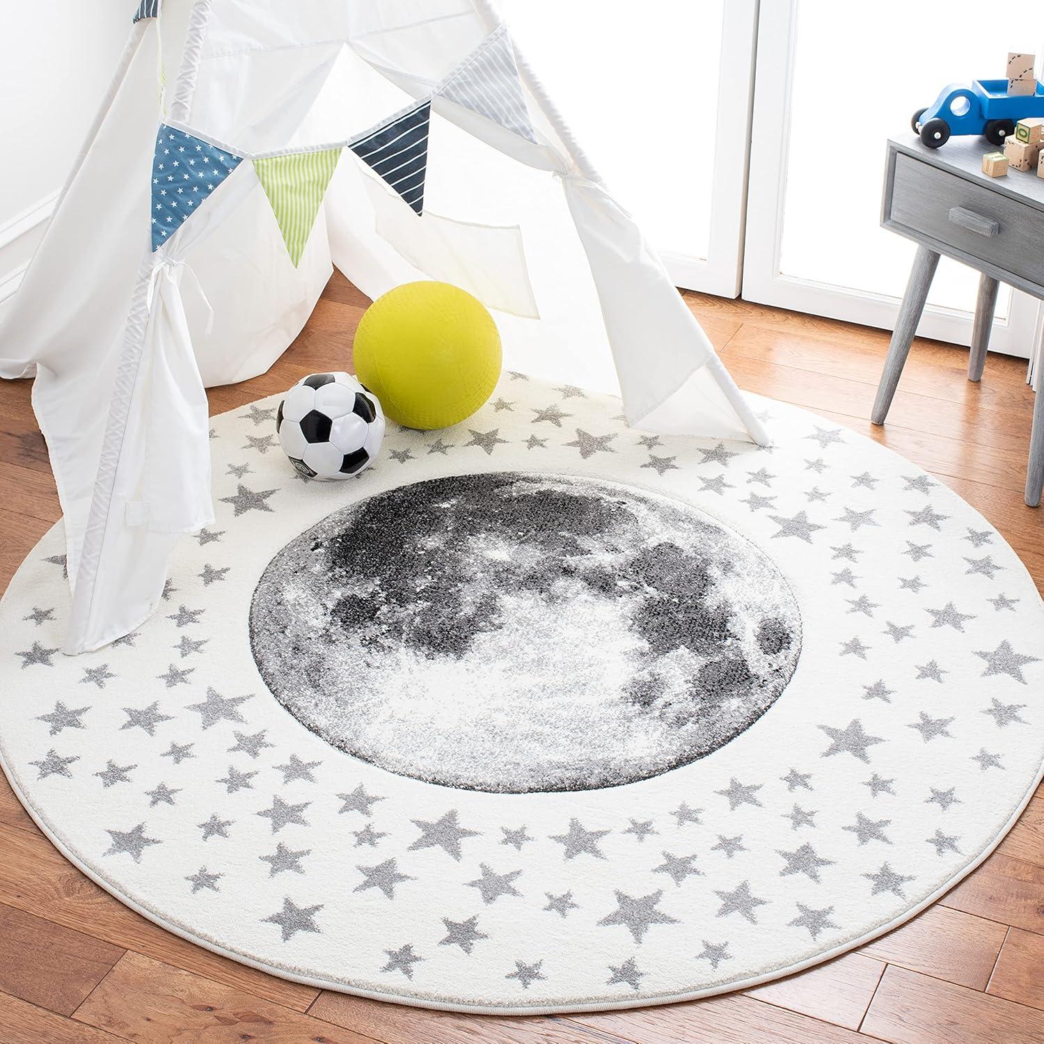 image:imageSAFAVIEH Carousel Kids Collection Area Rug 53 x 76 Light Grey amp White NonShedding amp Easy Care Ideal for High Traffic Areas for Boys amp Girls in Playroom Nursery Bedroom CRK135FIvoryGrey