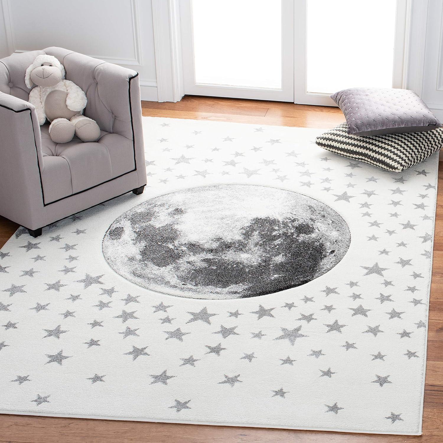 image:imageSAFAVIEH Carousel Kids Collection Area Rug 53 x 76 Light Grey amp White NonShedding amp Easy Care Ideal for High Traffic Areas for Boys amp Girls in Playroom Nursery Bedroom CRK135FIvoryGrey