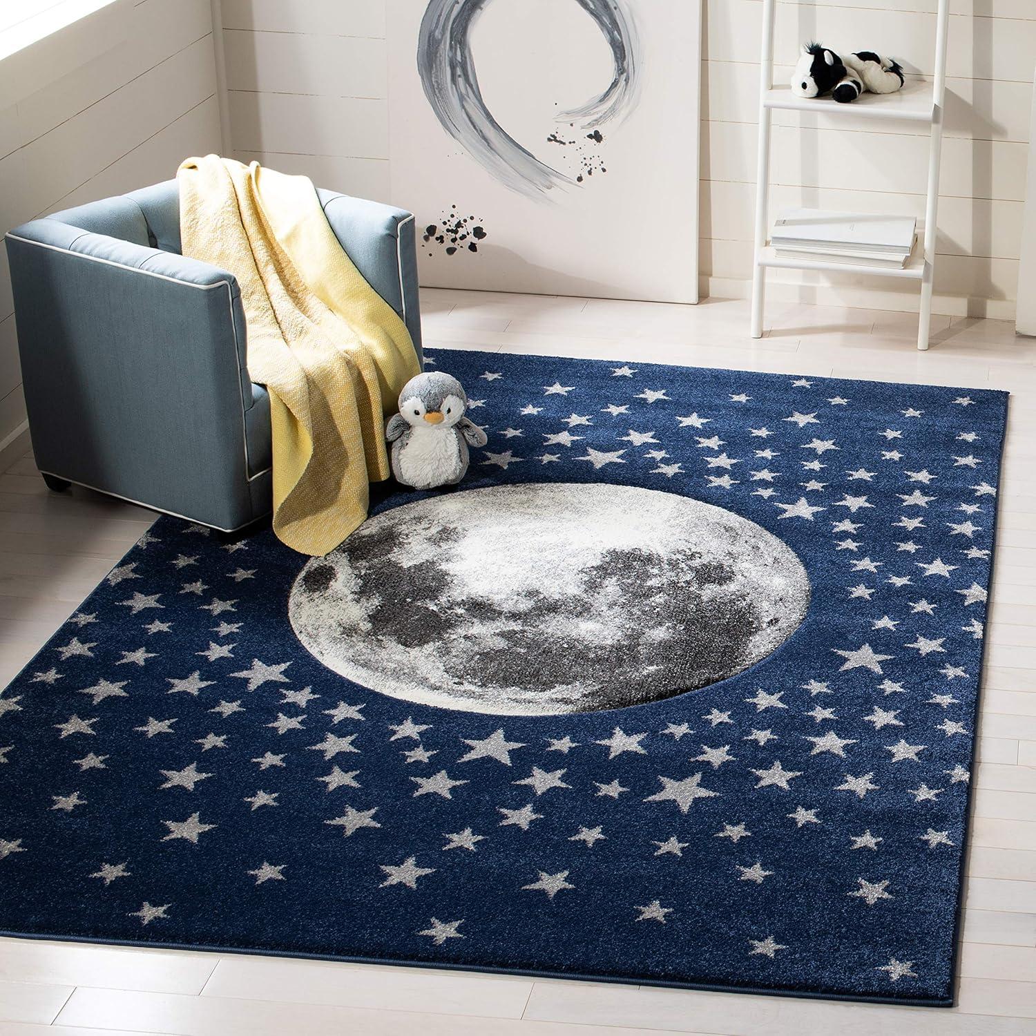 image:imageSAFAVIEH Carousel Kids Collection Area Rug 53 x 76 Light Grey amp White NonShedding amp Easy Care Ideal for High Traffic Areas for Boys amp Girls in Playroom Nursery Bedroom CRK135FNavyGrey