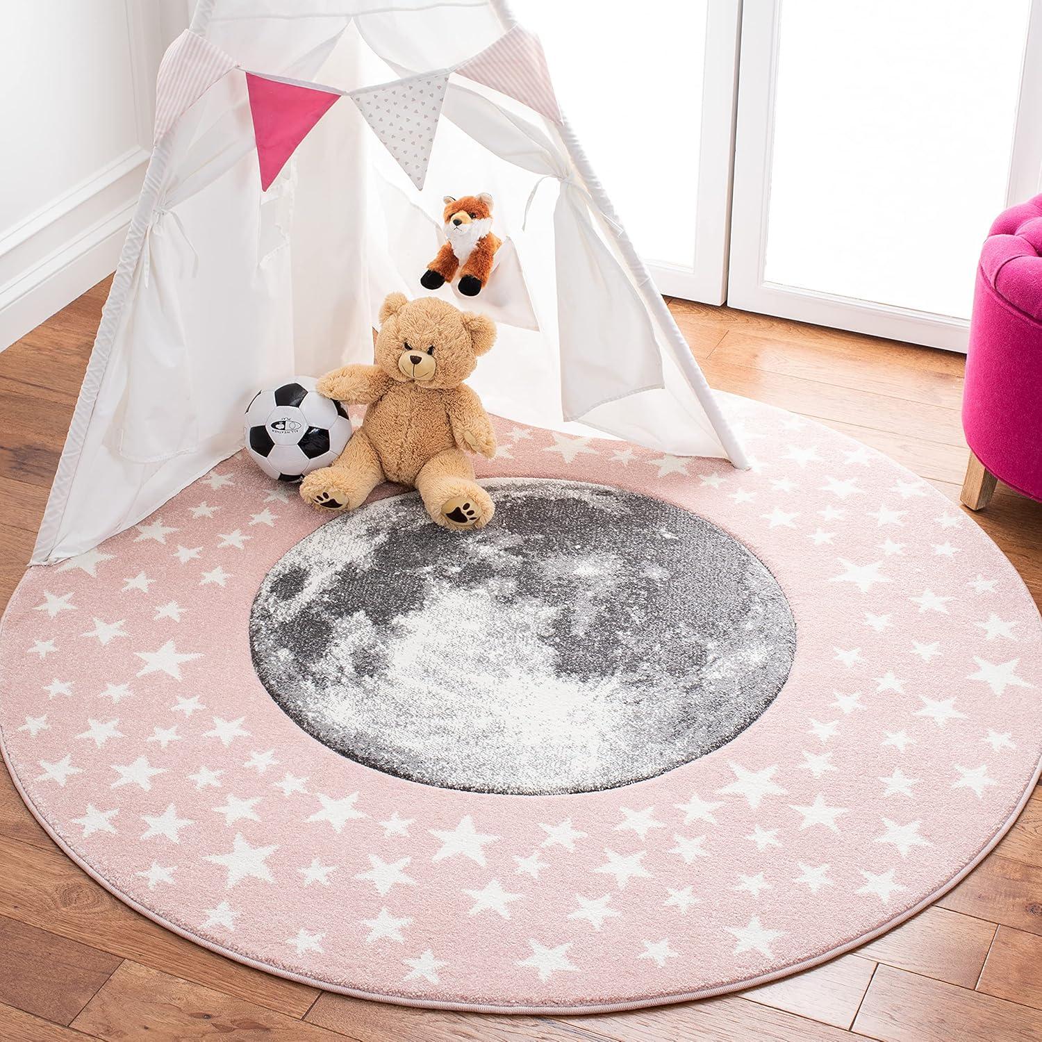 image:imageSAFAVIEH Carousel Kids Collection Area Rug 53 x 76 Light Grey amp White NonShedding amp Easy Care Ideal for High Traffic Areas for Boys amp Girls in Playroom Nursery Bedroom CRK135FPinkGrey