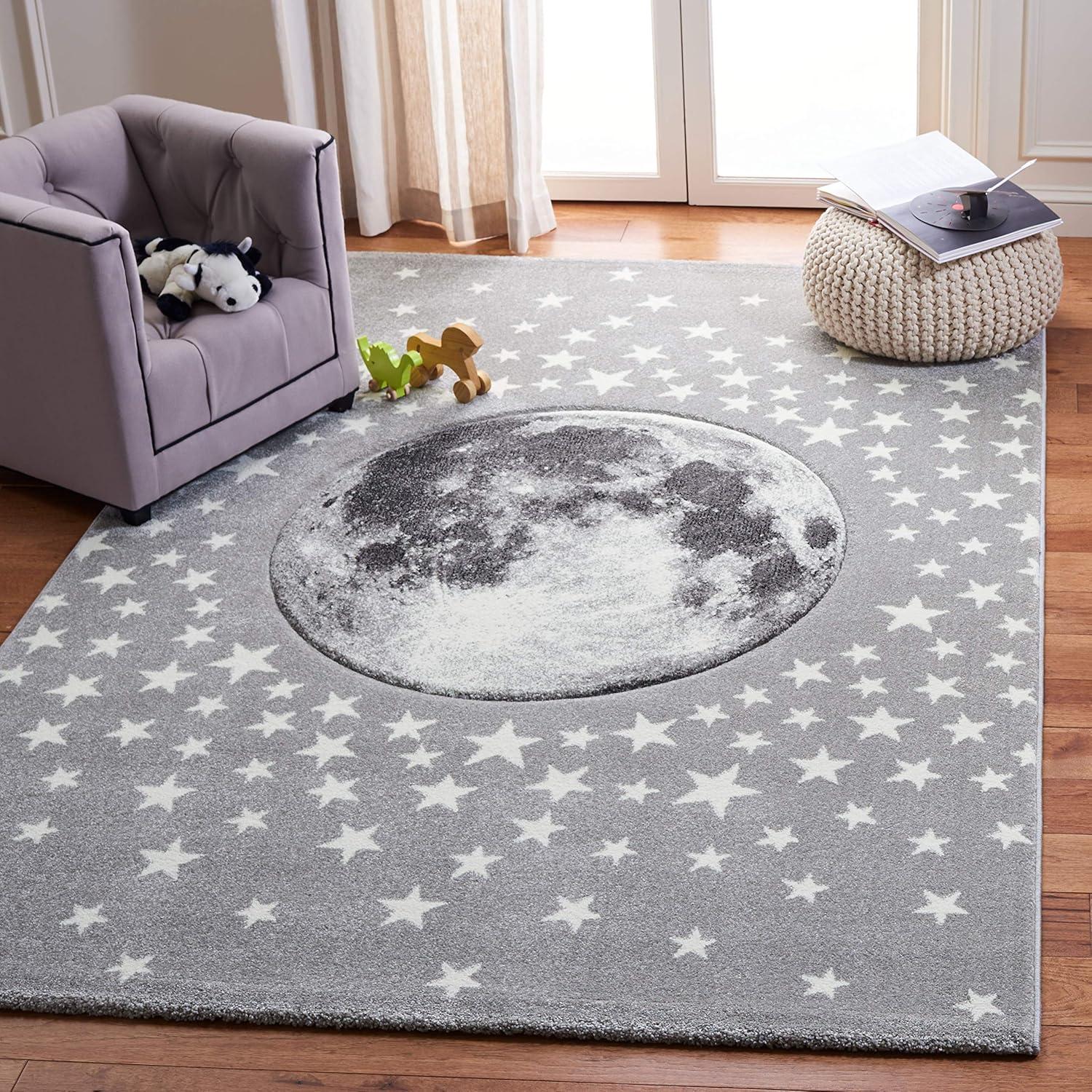 image:imageSAFAVIEH Carousel Kids Collection Area Rug 53 x 76 Light Grey amp White NonShedding amp Easy Care Ideal for High Traffic Areas for Boys amp Girls in Playroom Nursery Bedroom CRK135FLight GreyWhite