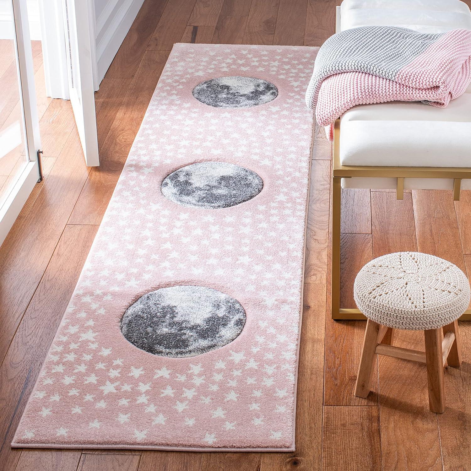 image:imageSAFAVIEH Carousel Kids Collection Area Rug 53 x 76 Light Grey amp White NonShedding amp Easy Care Ideal for High Traffic Areas for Boys amp Girls in Playroom Nursery Bedroom CRK135FPinkGrey