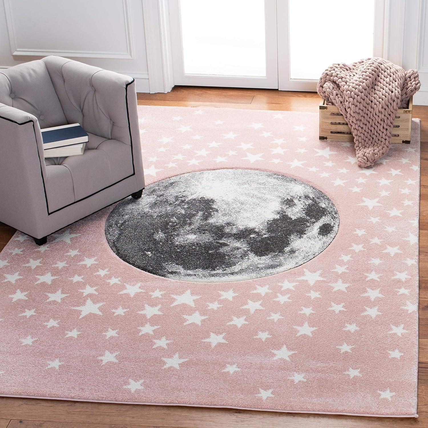 image:imageSAFAVIEH Carousel Kids Collection Area Rug 53 x 76 Light Grey amp White NonShedding amp Easy Care Ideal for High Traffic Areas for Boys amp Girls in Playroom Nursery Bedroom CRK135FPinkGrey