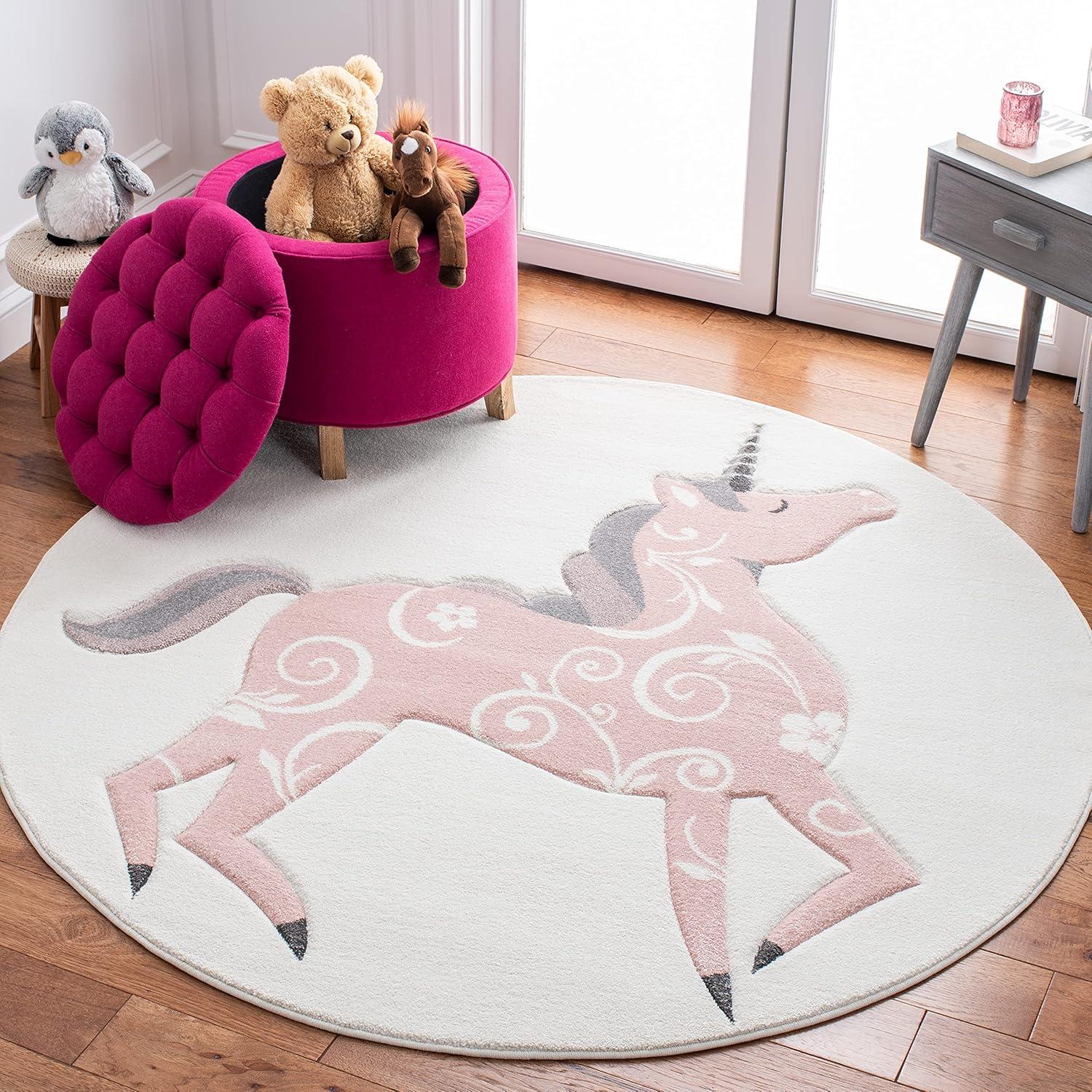 image:imageSAFAVIEH Carousel Kids Collection Area Rug 53 x 76 Pink amp Ivory NonShedding amp Easy Care Ideal for High Traffic Areas for Boys amp Girls in Playroom Nursery Bedroom CRK163PIvoryPink