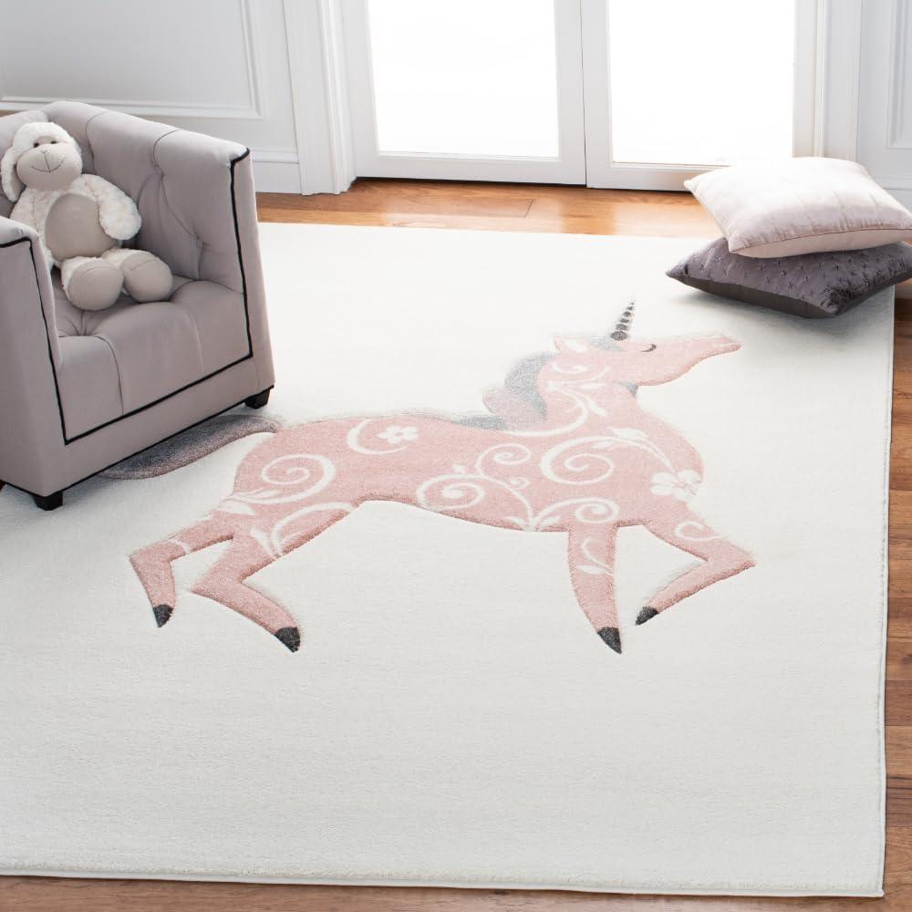 image:imageSAFAVIEH Carousel Kids Collection Area Rug 53 x 76 Pink amp Ivory NonShedding amp Easy Care Ideal for High Traffic Areas for Boys amp Girls in Playroom Nursery Bedroom CRK163PIvoryPink