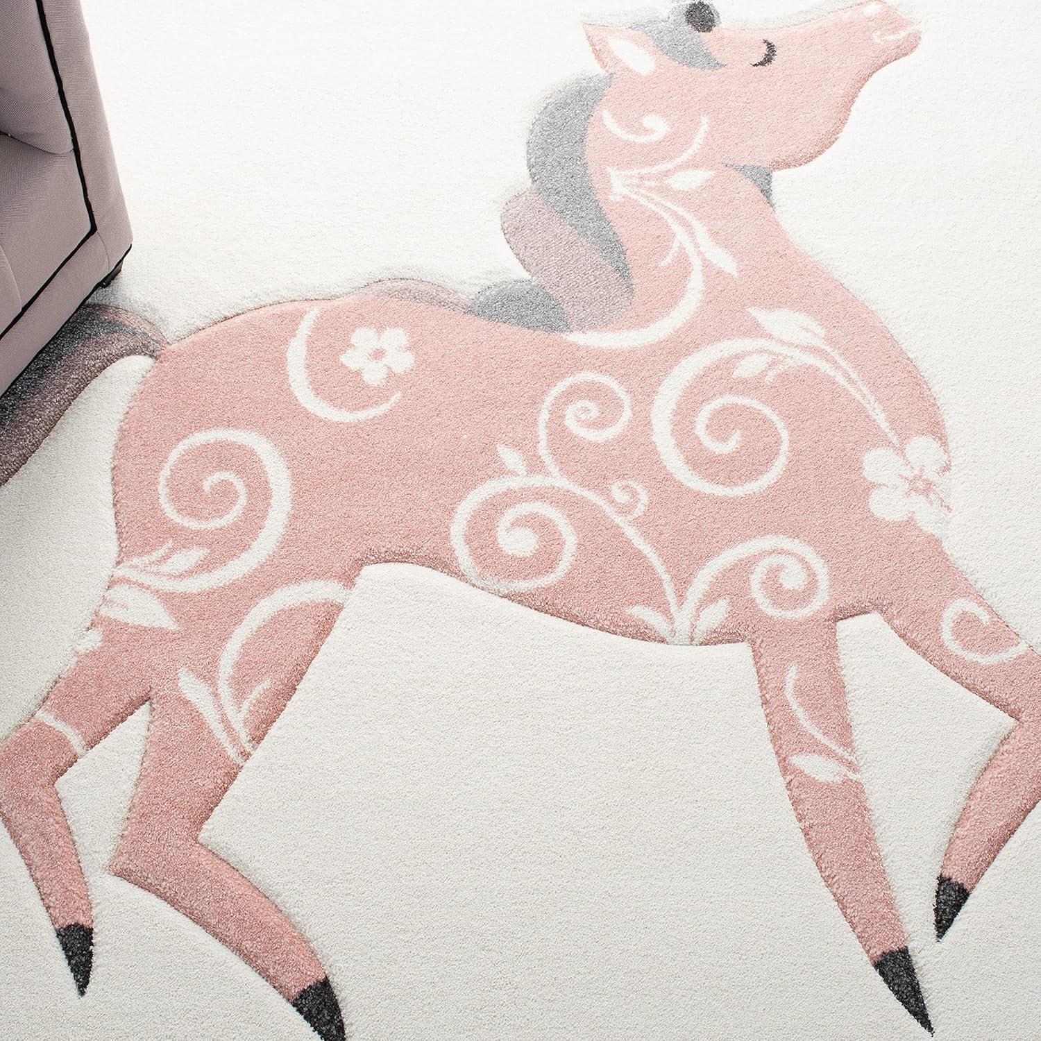 image:imageSAFAVIEH Carousel Kids Collection Area Rug 53 x 76 Pink amp Ivory NonShedding amp Easy Care Ideal for High Traffic Areas for Boys amp Girls in Playroom Nursery Bedroom CRK163PIvoryPink