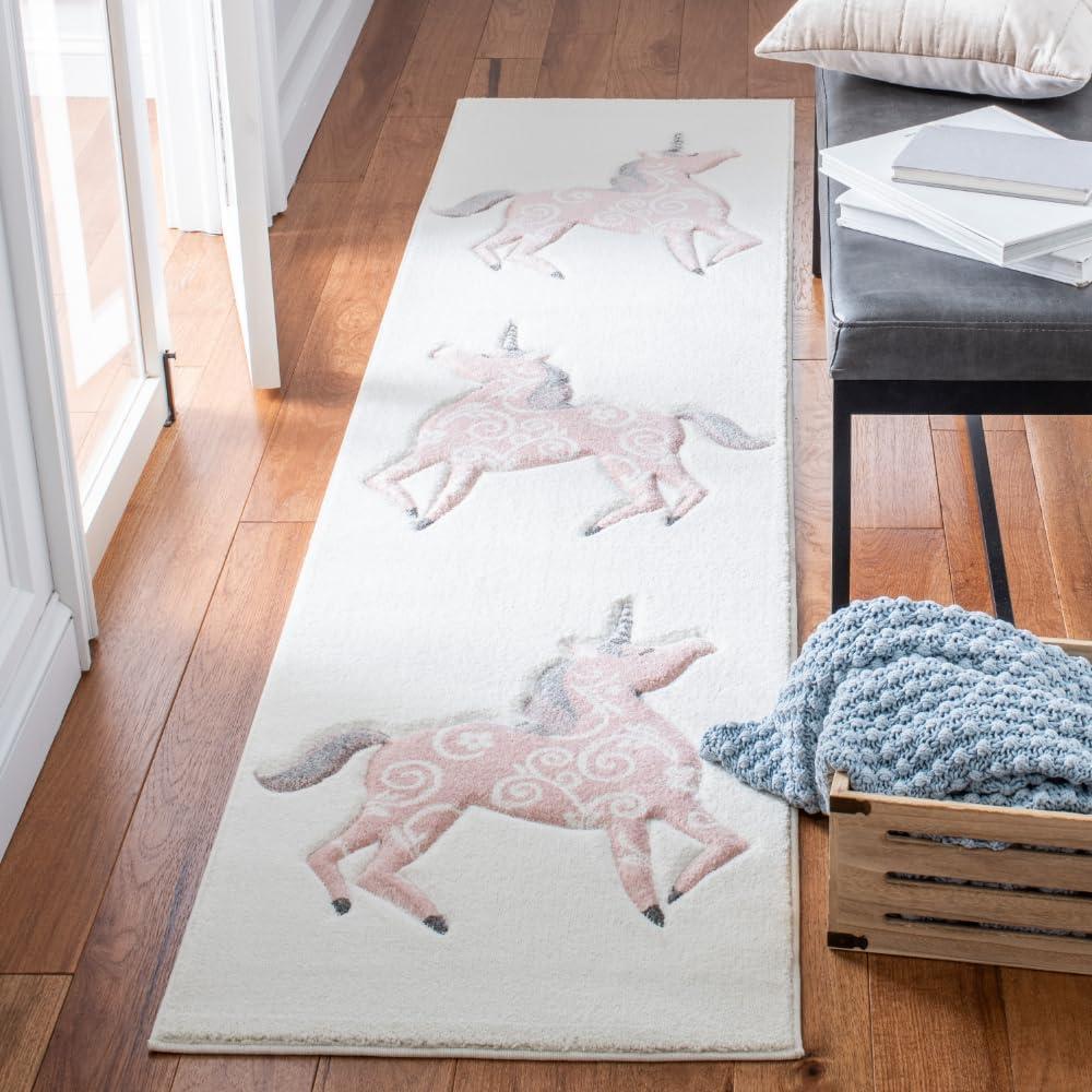 image:imageSAFAVIEH Carousel Kids Collection Area Rug 53 x 76 Pink amp Ivory NonShedding amp Easy Care Ideal for High Traffic Areas for Boys amp Girls in Playroom Nursery Bedroom CRK163PIvoryPink