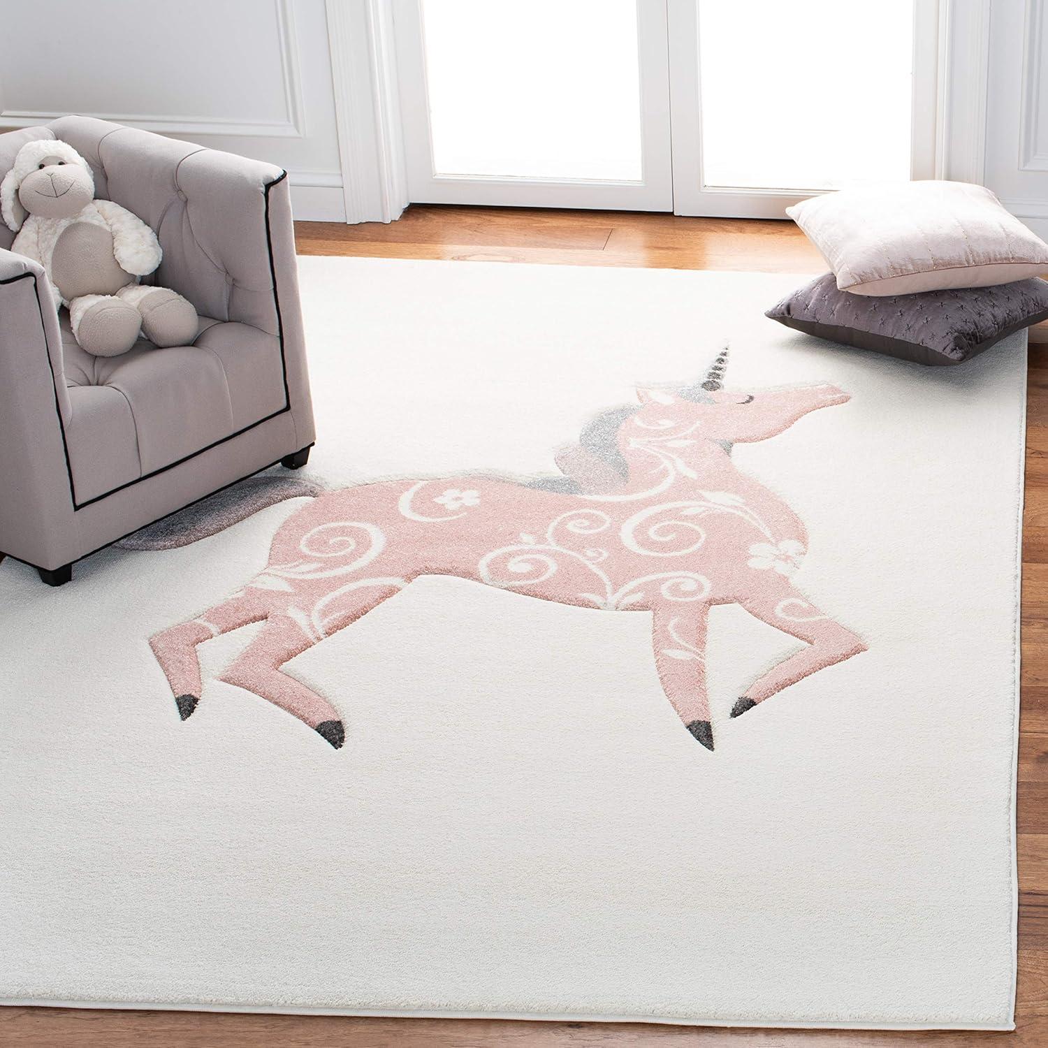 image:imageSAFAVIEH Carousel Kids Collection Area Rug 53 x 76 Pink amp Ivory NonShedding amp Easy Care Ideal for High Traffic Areas for Boys amp Girls in Playroom Nursery Bedroom CRK163PIvoryPink