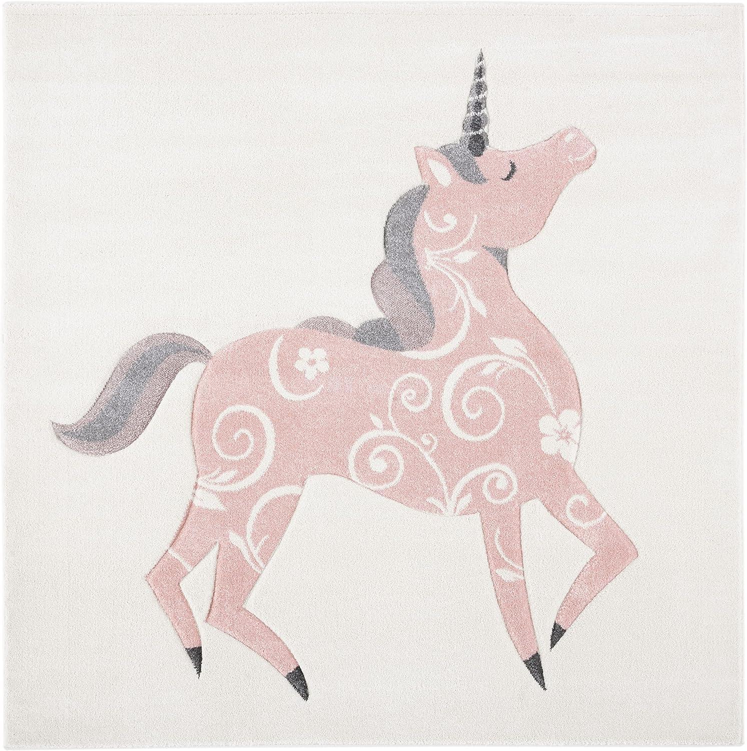 image:imageSAFAVIEH Carousel Kids Collection Area Rug 53 x 76 Pink amp Ivory NonShedding amp Easy Care Ideal for High Traffic Areas for Boys amp Girls in Playroom Nursery Bedroom CRK163PIvoryPink