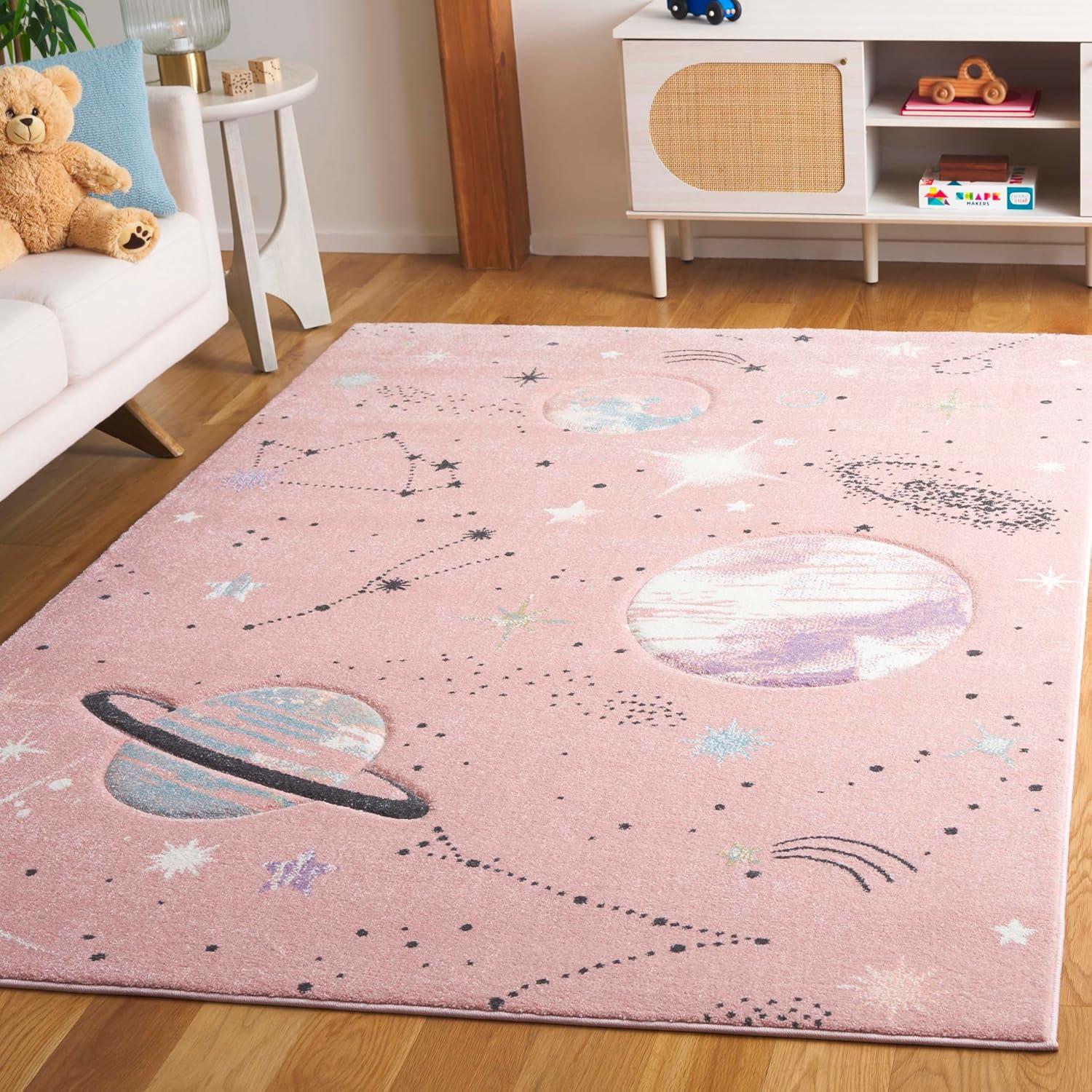 image:imageSAFAVIEH Carousel Kids Collection Area Rug 67 Square Dark Blue amp Light Blue NonShedding amp Easy Care Ideal for High Traffic Areas for Boys amp Girls in Playroom Nursery Bedroom CRK122MPinkPurple
