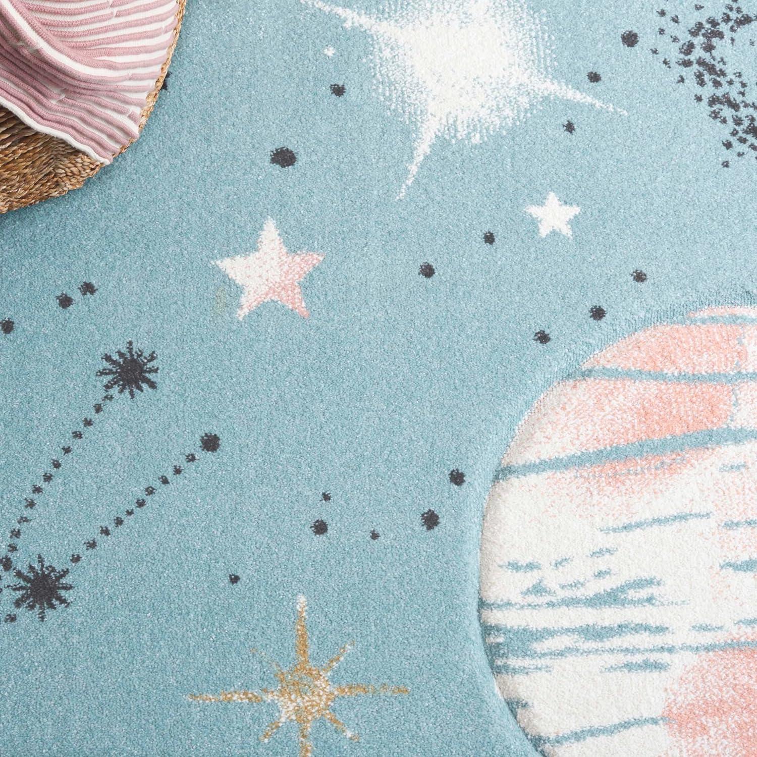 image:imageSAFAVIEH Carousel Kids Collection Area Rug 67 Square Dark Blue amp Light Blue NonShedding amp Easy Care Ideal for High Traffic Areas for Boys amp Girls in Playroom Nursery Bedroom CRK122MTealOrange