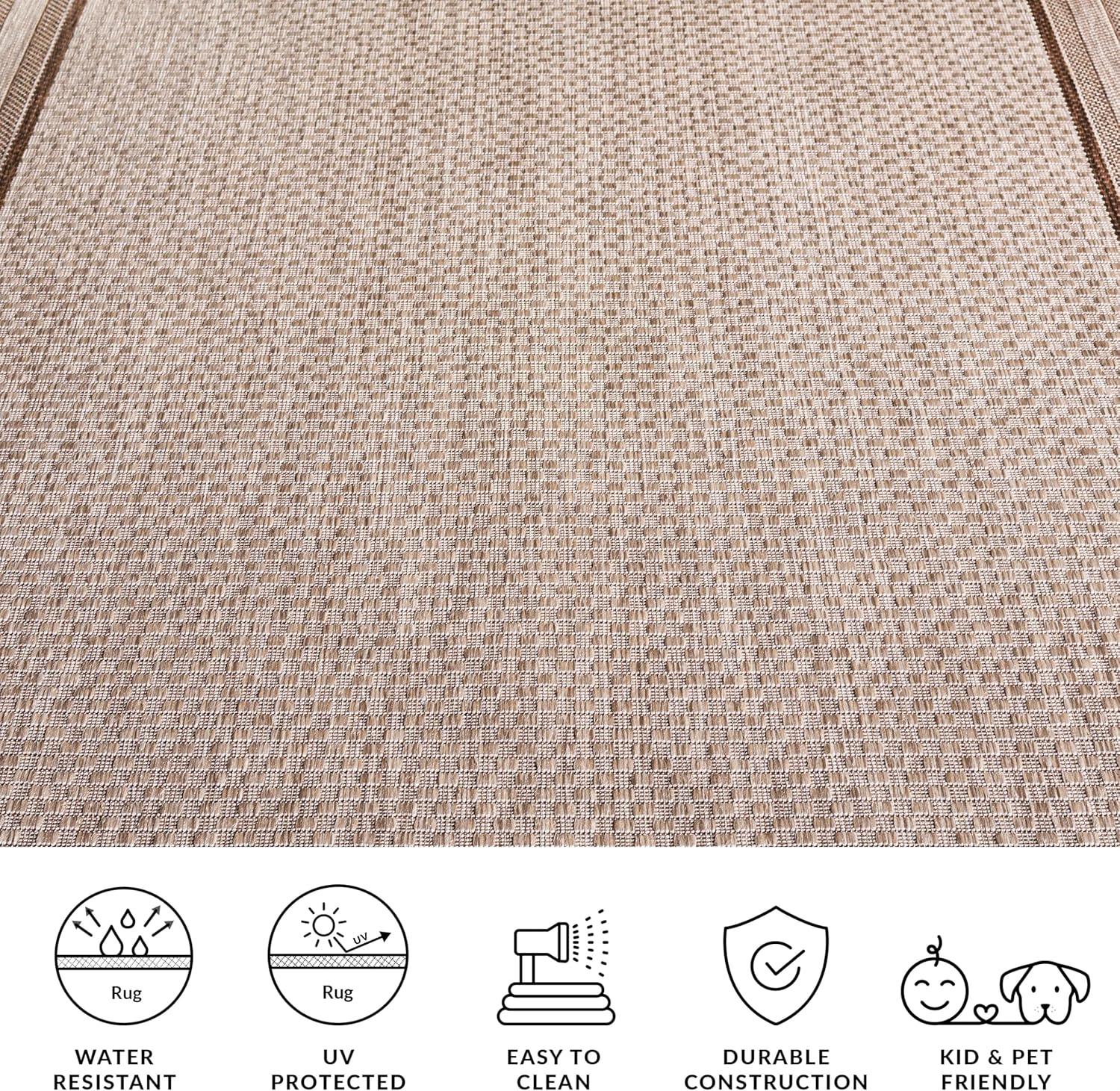 image:imageSAFAVIEH Courtyard Collection 8 x 10 Natural Black CY8475 Indoor Outdoor Patio Backyard Mudroom Area RugGreyBrown