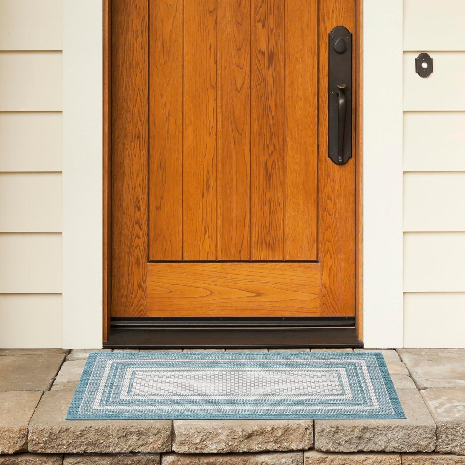 image:imageSAFAVIEH Courtyard Collection 8 x 10 Natural Black CY8475 Indoor Outdoor Patio Backyard Mudroom Area RugIvoryAqua